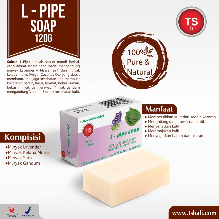 Lavender & Piper Betle Oil Natural Bar Soap Sabun L-Pipe - Image 2
