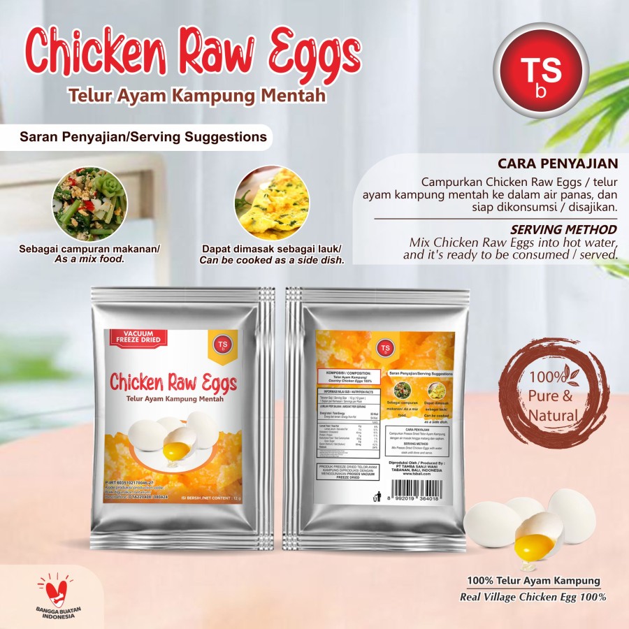 Chicken Raw Eggs / Telur Ayam Kampung Mentah Freeze Dried - Image 2