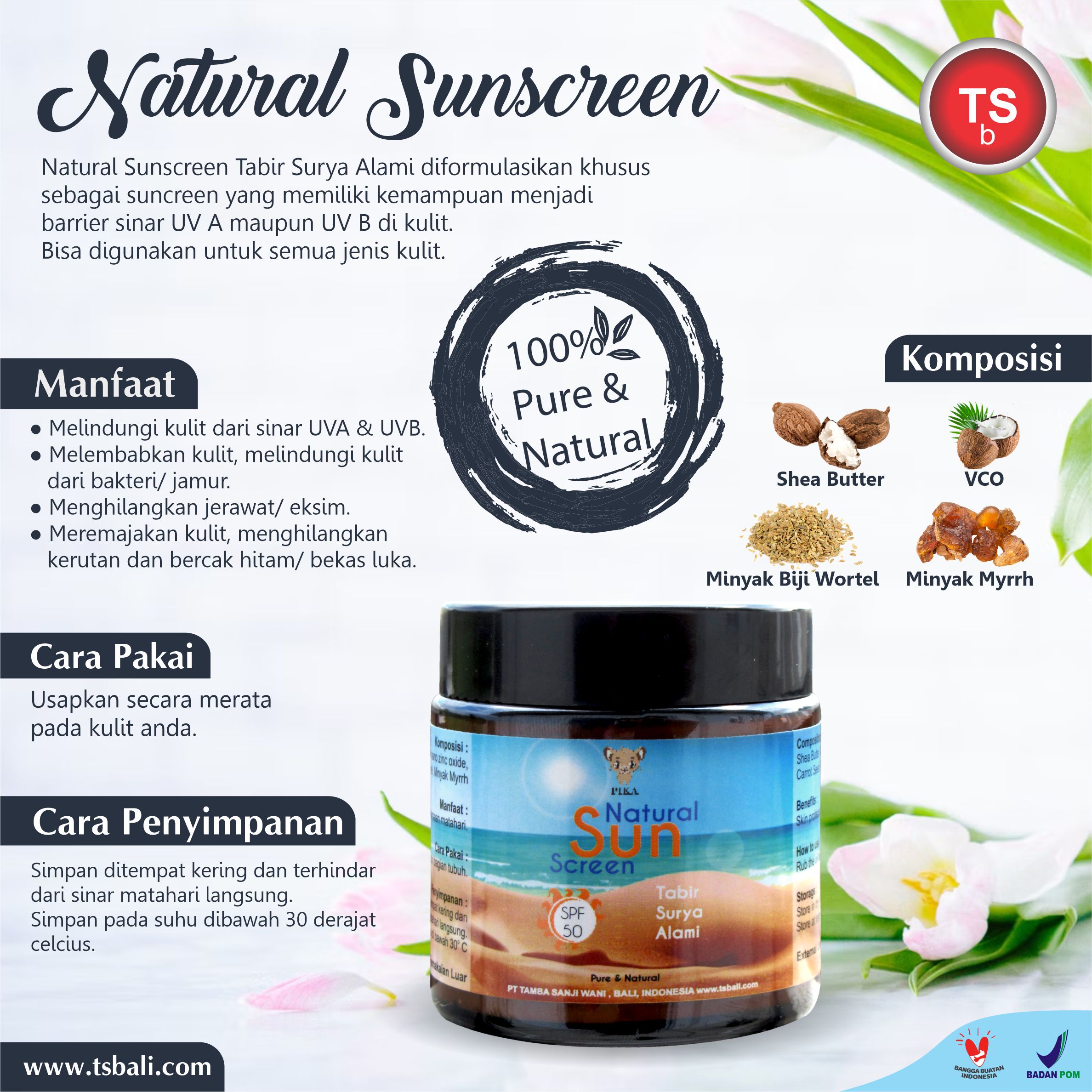 Natural Sunscreen Tabir Surya Alami Sun Block SPF50 - Image 2