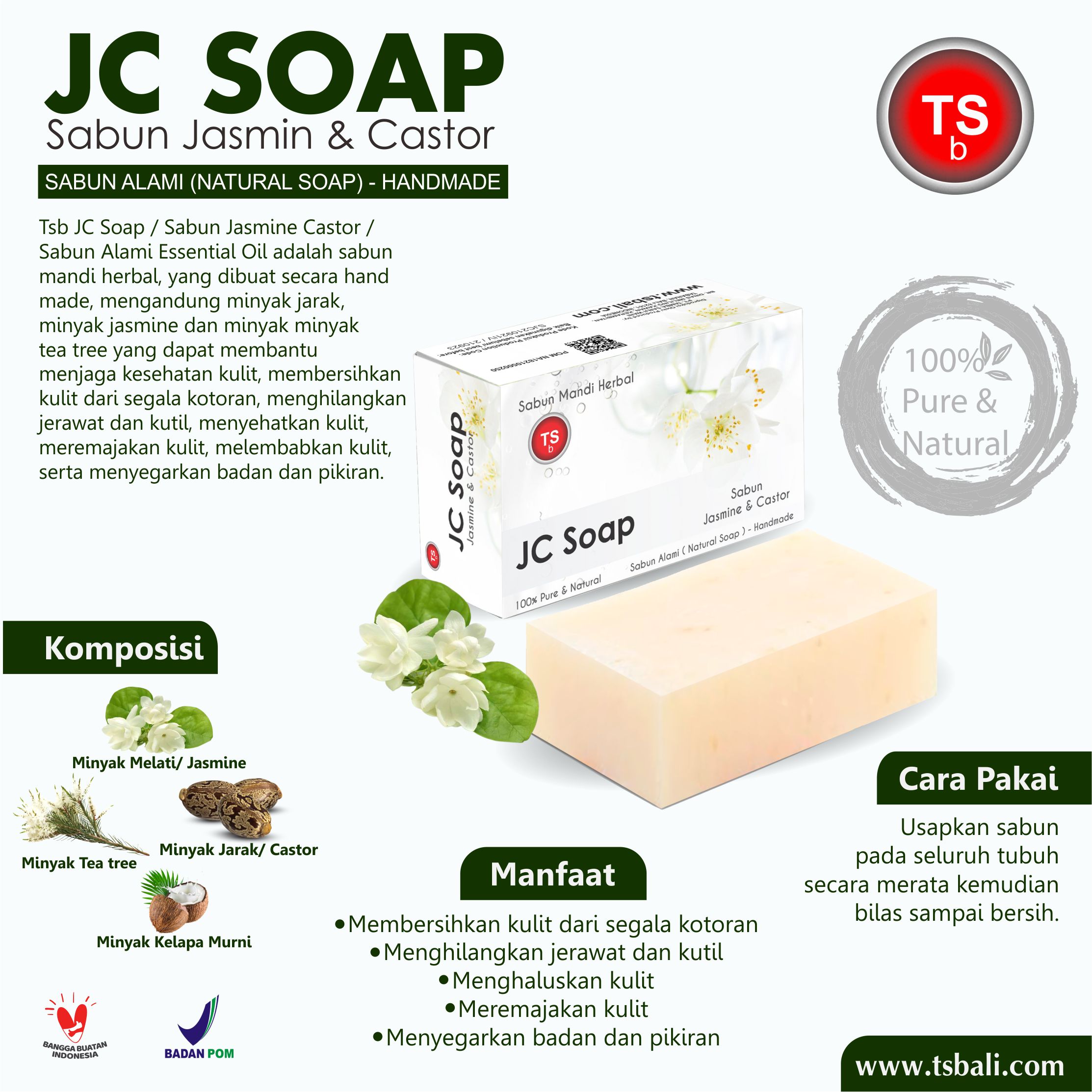 Jasmine & Castor Oil Natrural Bar Soap - Image 2