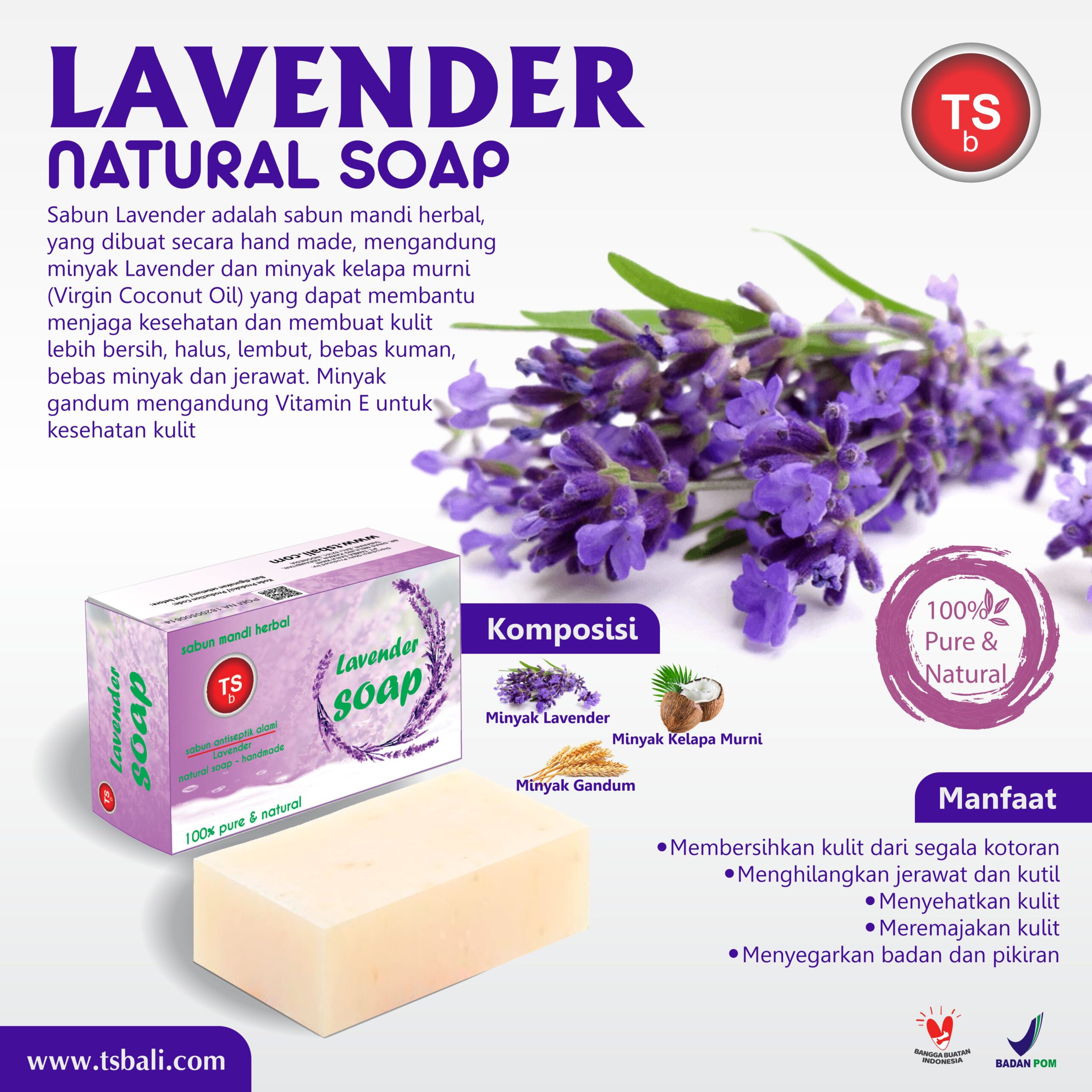 Lavender Oil Natural Bar Soap - Image 2