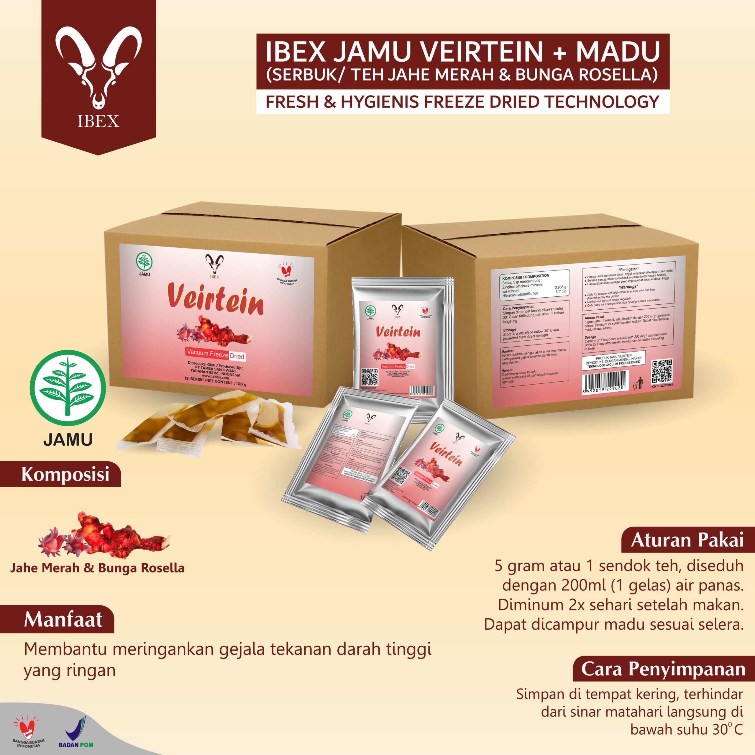 Jamu Veirtein ( Serbuk / Teh Jahe Merah & Bunga Rosella ) - Image 2
