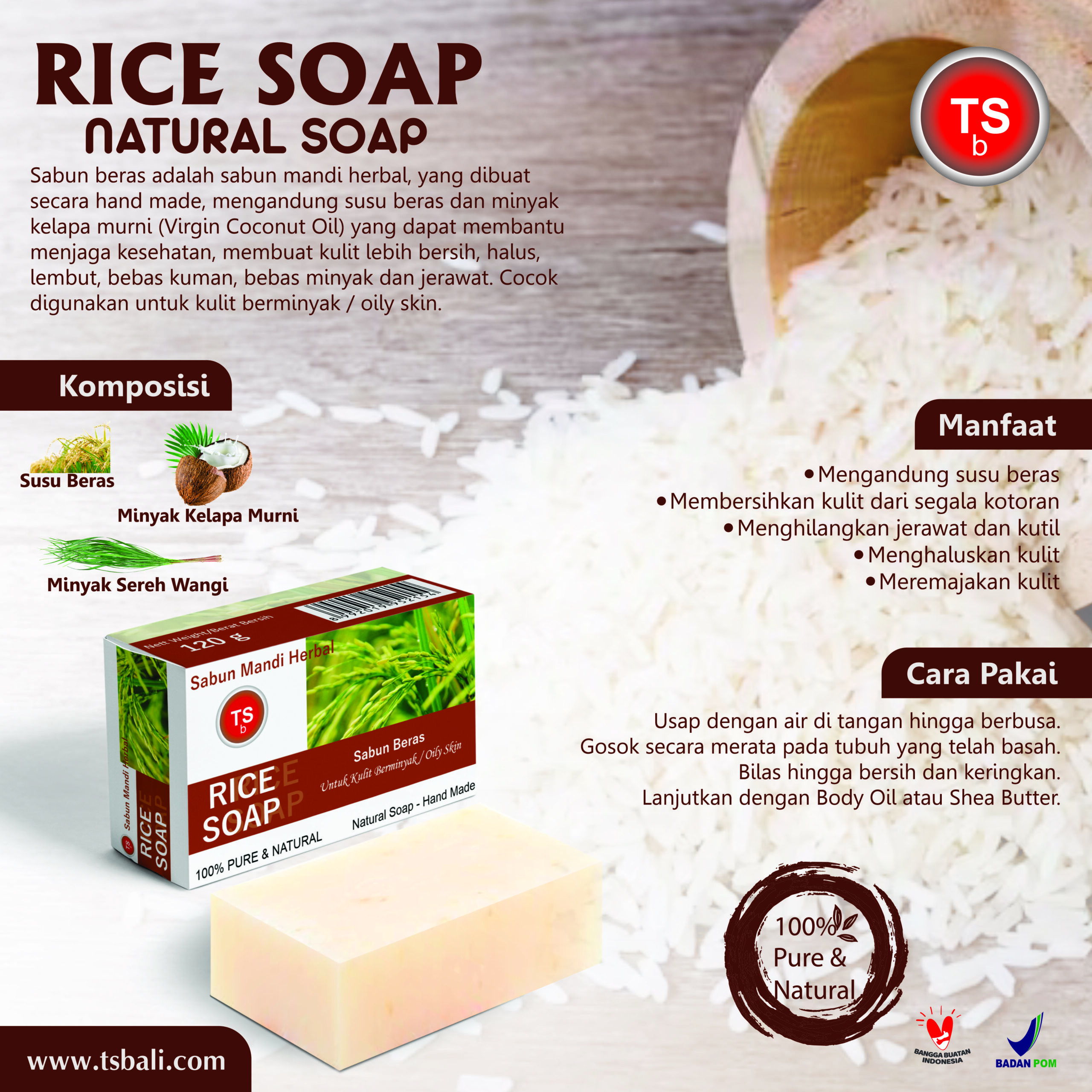 Rice Homemade Natural Soap - Image 2