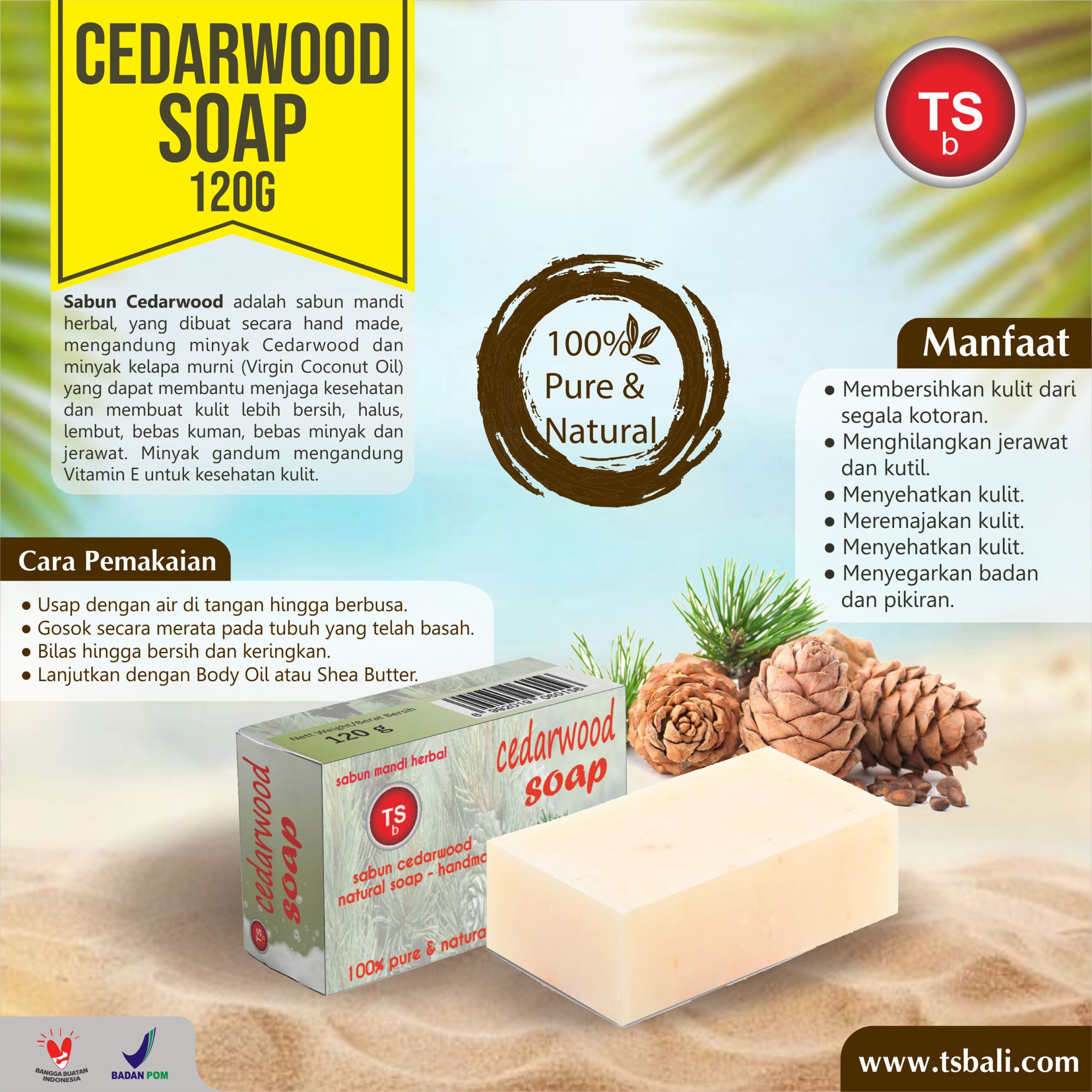 Cedarwood Oil Natural Bar Soap - Image 2