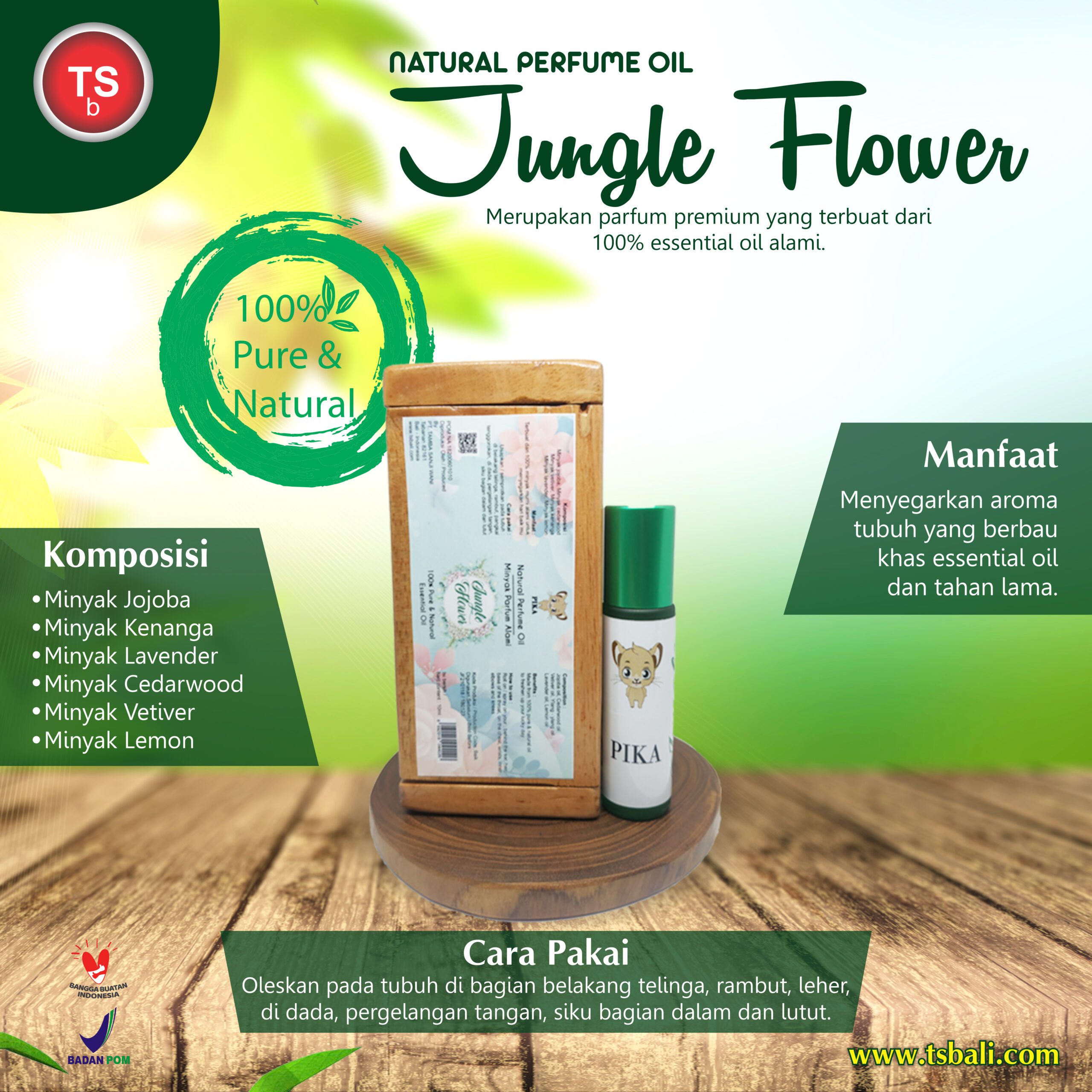 Jungle Flower Fresh Natural Parfume Essential Oil - Roll On - Image 2