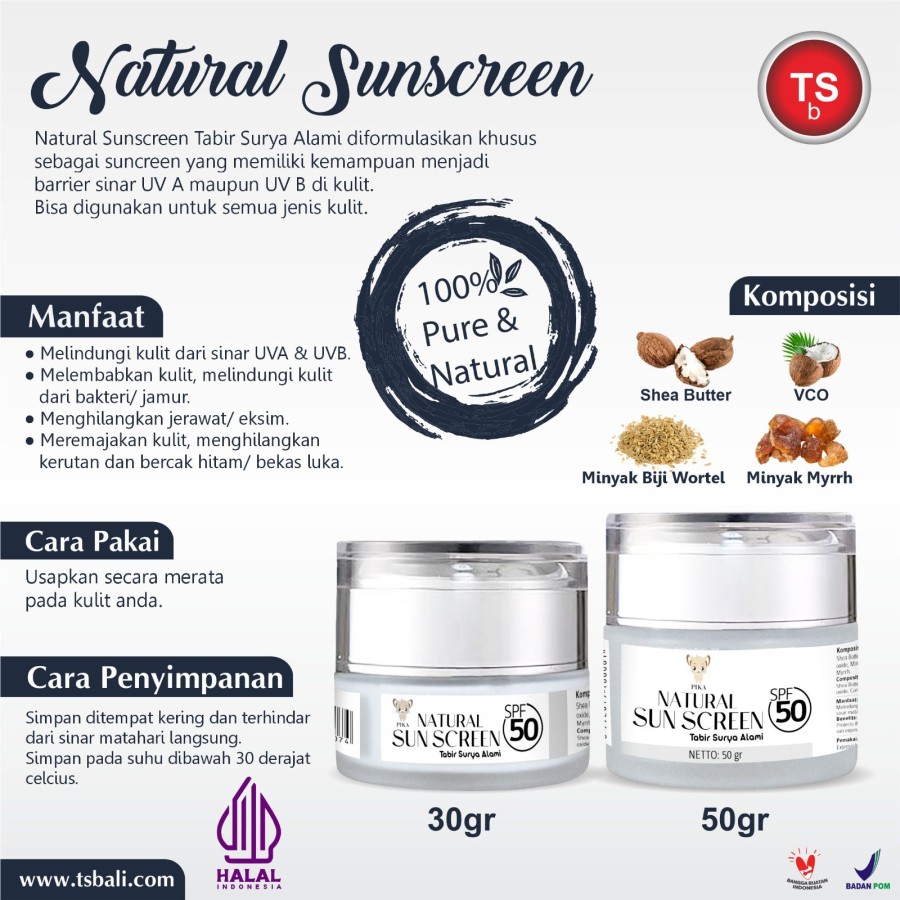 Natural Sunscreen Tabir Surya Alami Sun Block SPF50 - Image 3