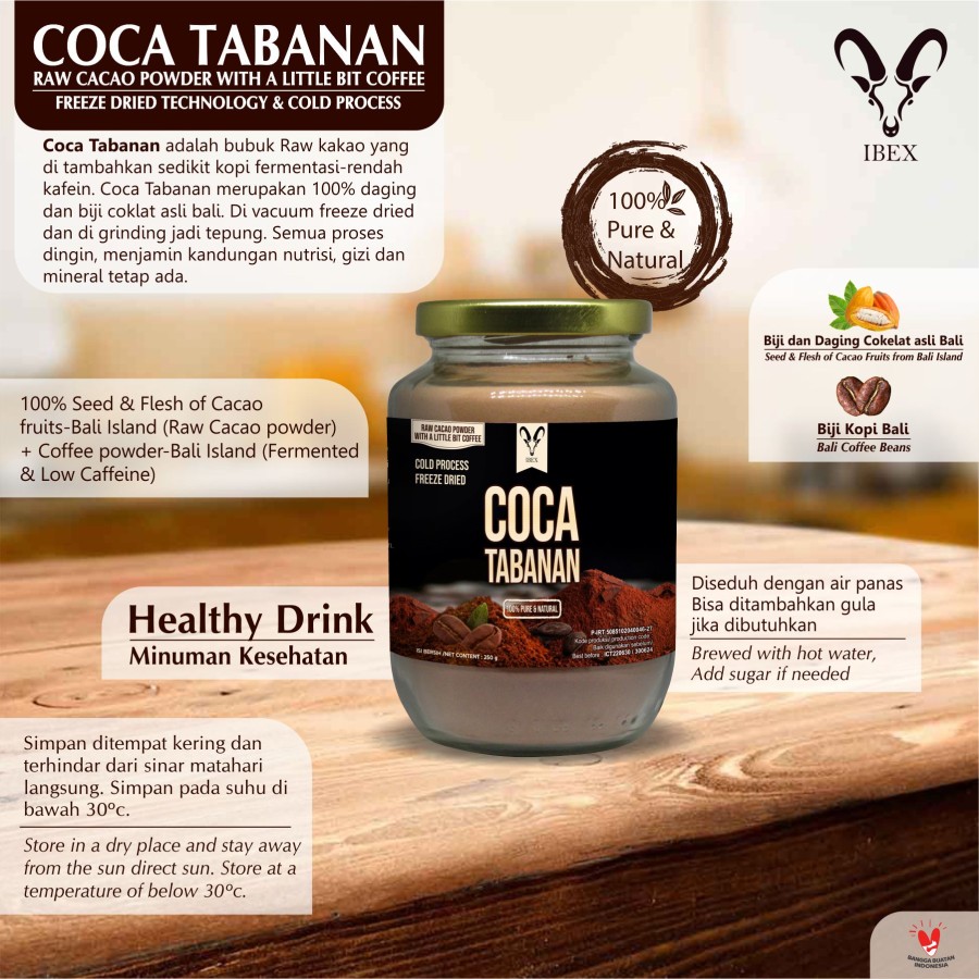 Coca Tabanan / Raw Cacao Powder with Coffee / Coklat Kopi 250gr - Image 3
