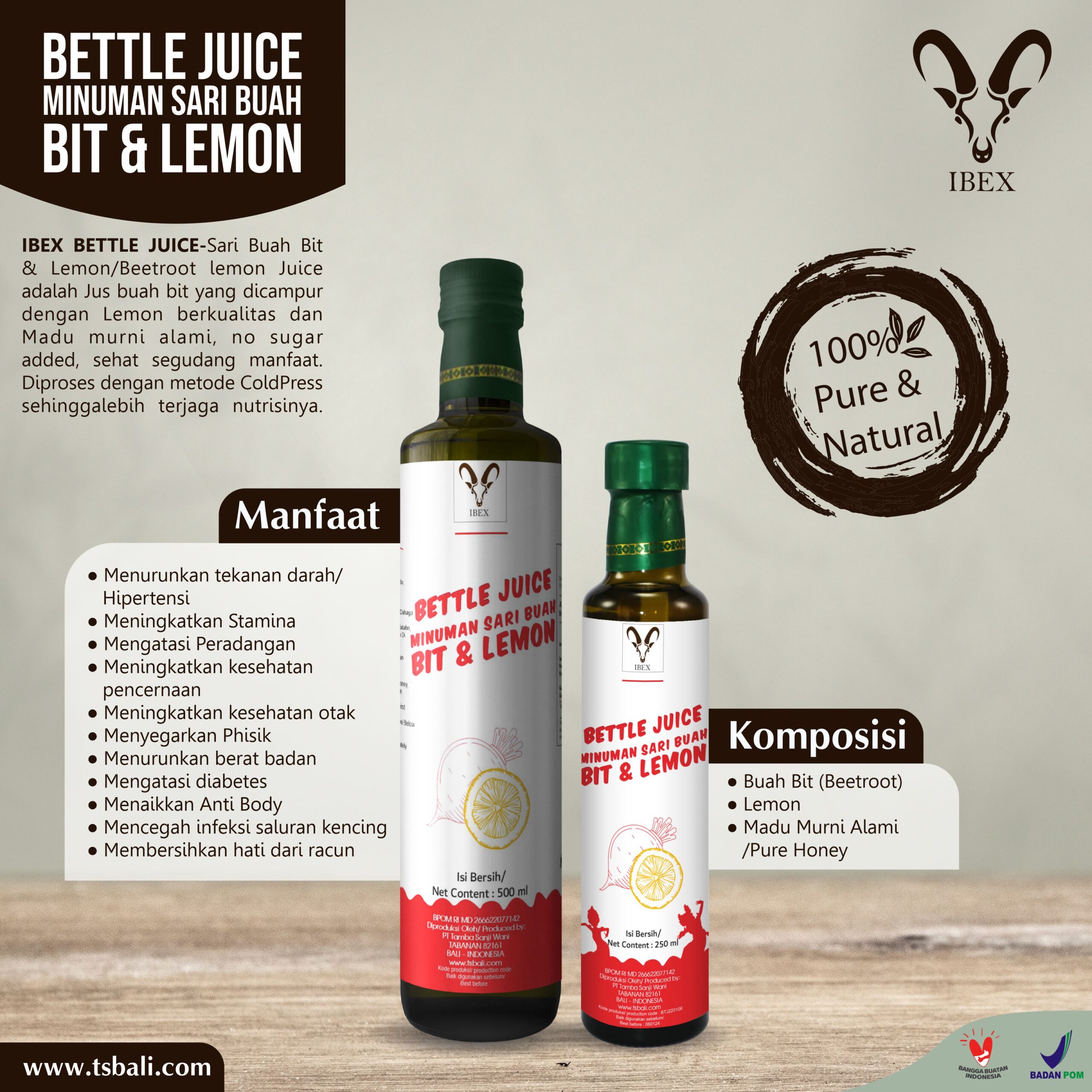 Bettle Juice IBEX Sari Buah Bit & Lemon/Beetroot lemon with Pure Honey - Image 2