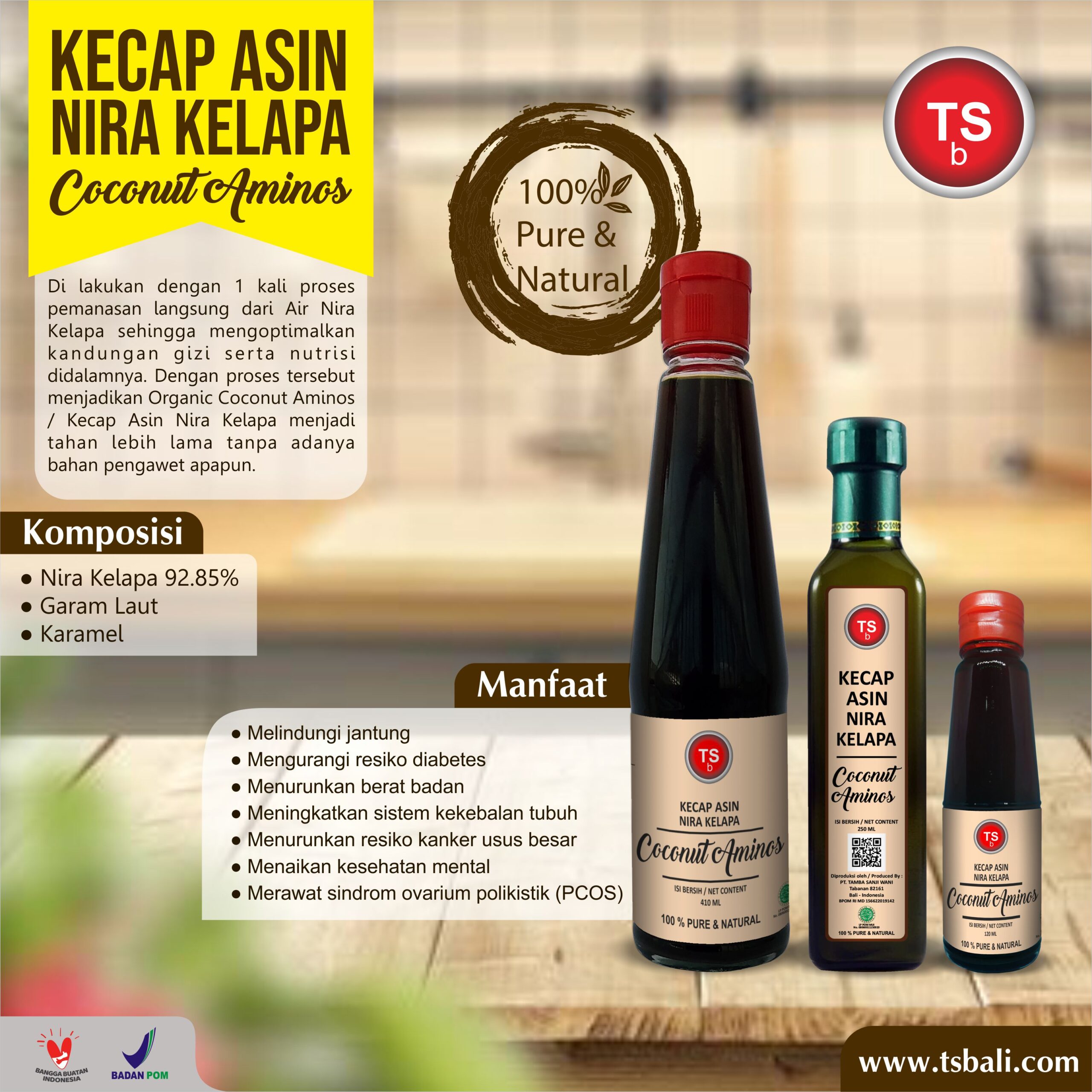 Kecap Asin Nira Kelapa / Organic Coconut Aminos Free Soy 410 ML - Image 2