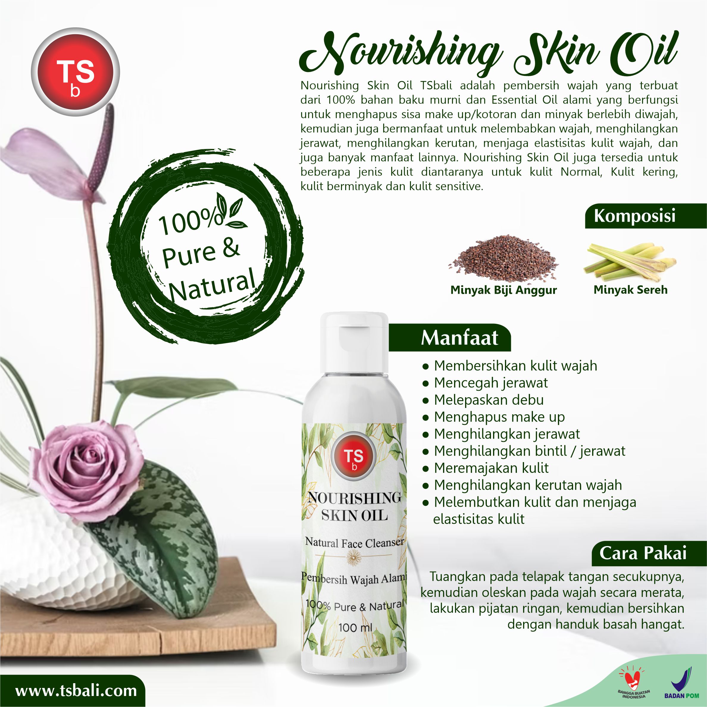 Nourishing Skin Oil-Natural Face Cleanser-Pembersih Wajah Alami - Image 2