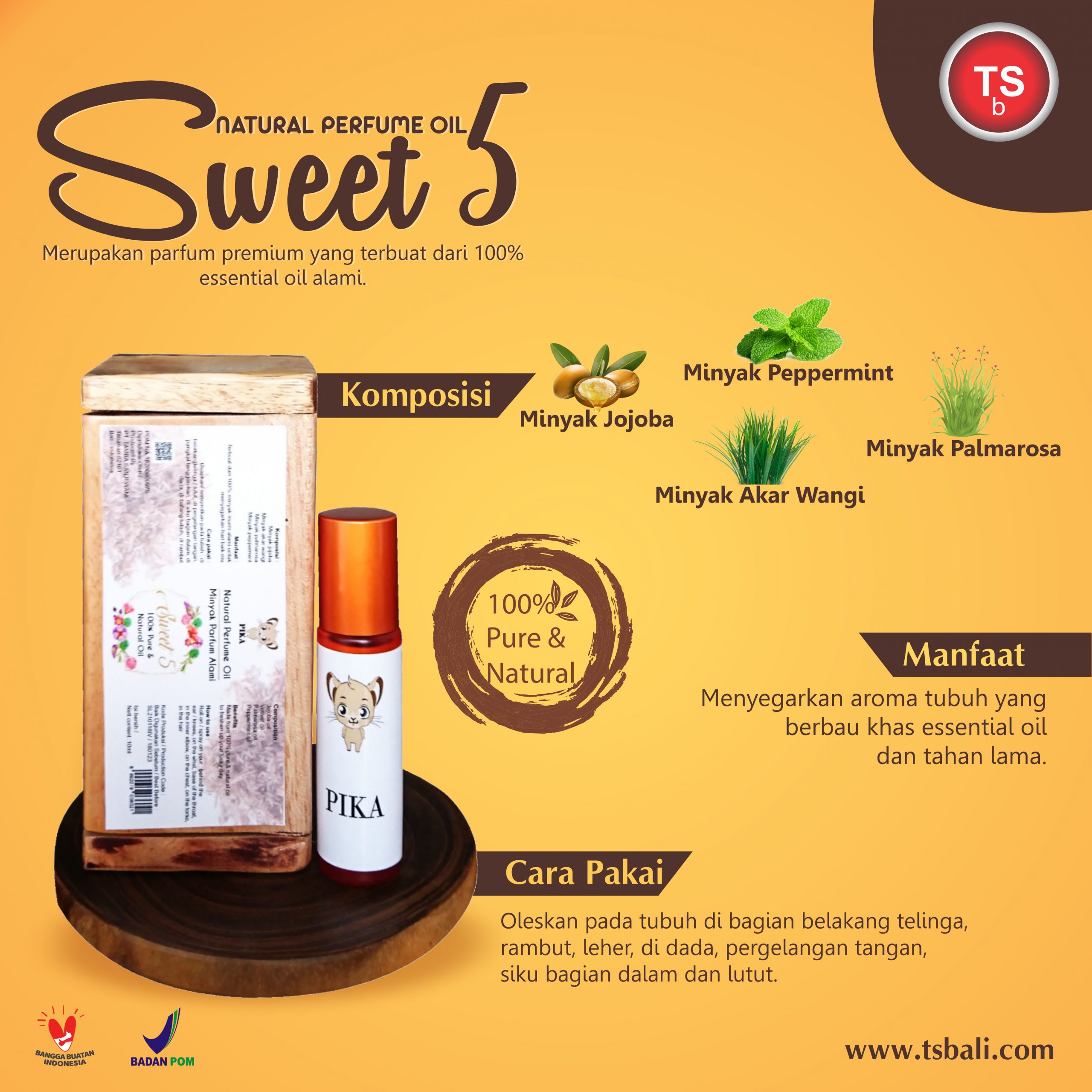 Sweet 5 Fresh Natural Parfume Essential Oil - Roll On - Image 2