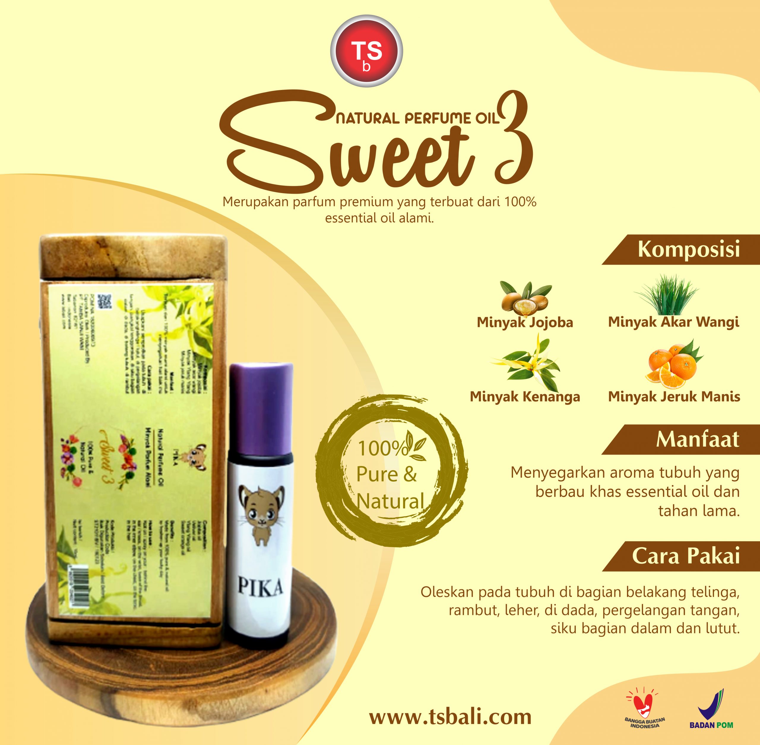 Sweet 3 Fresh Natural Parfume Essential Oil - Roll On - Image 2