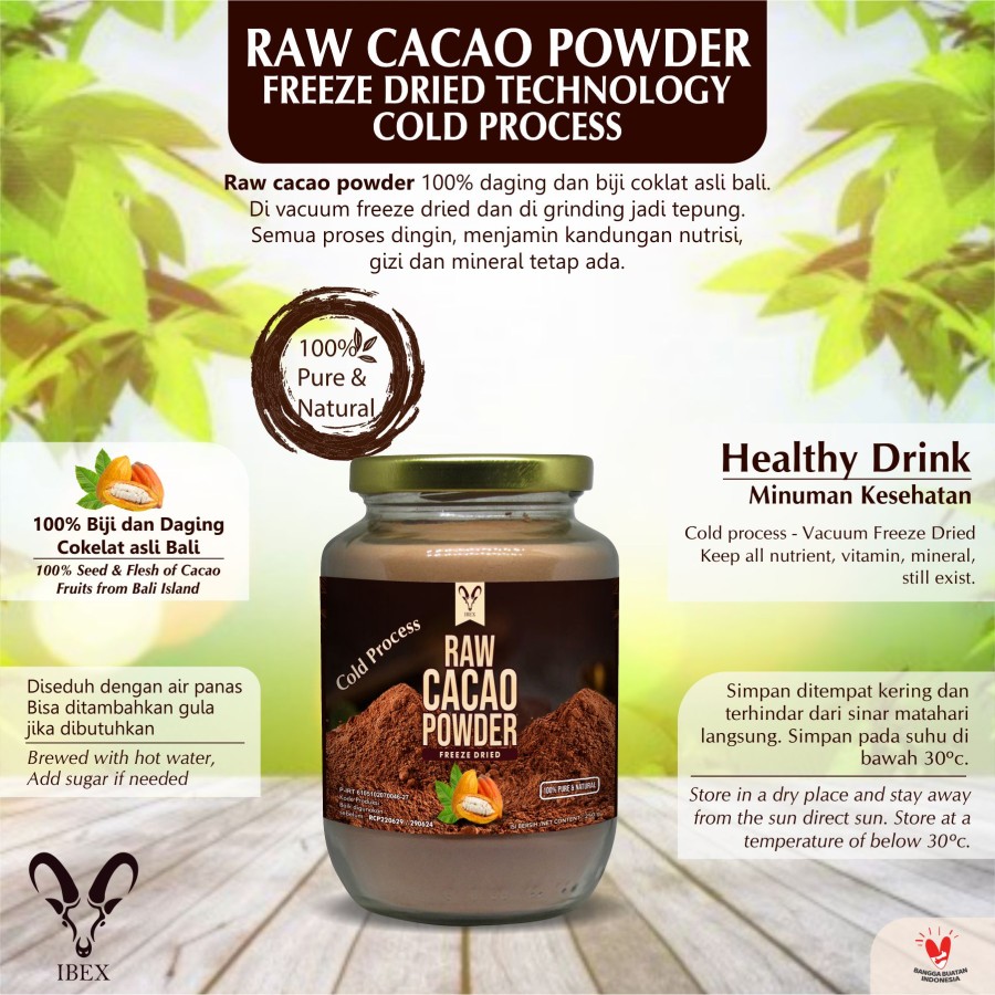 IBEX Raw Cacao Powder / Freeze Dried Cacao / Cold Process 250gr - Image 3