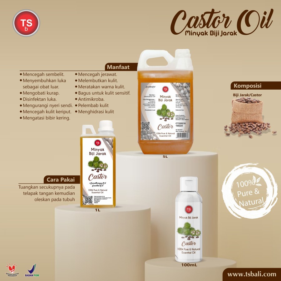 TSb Castor Oil Cold Pressed Unrefined 1000ml - Image 2