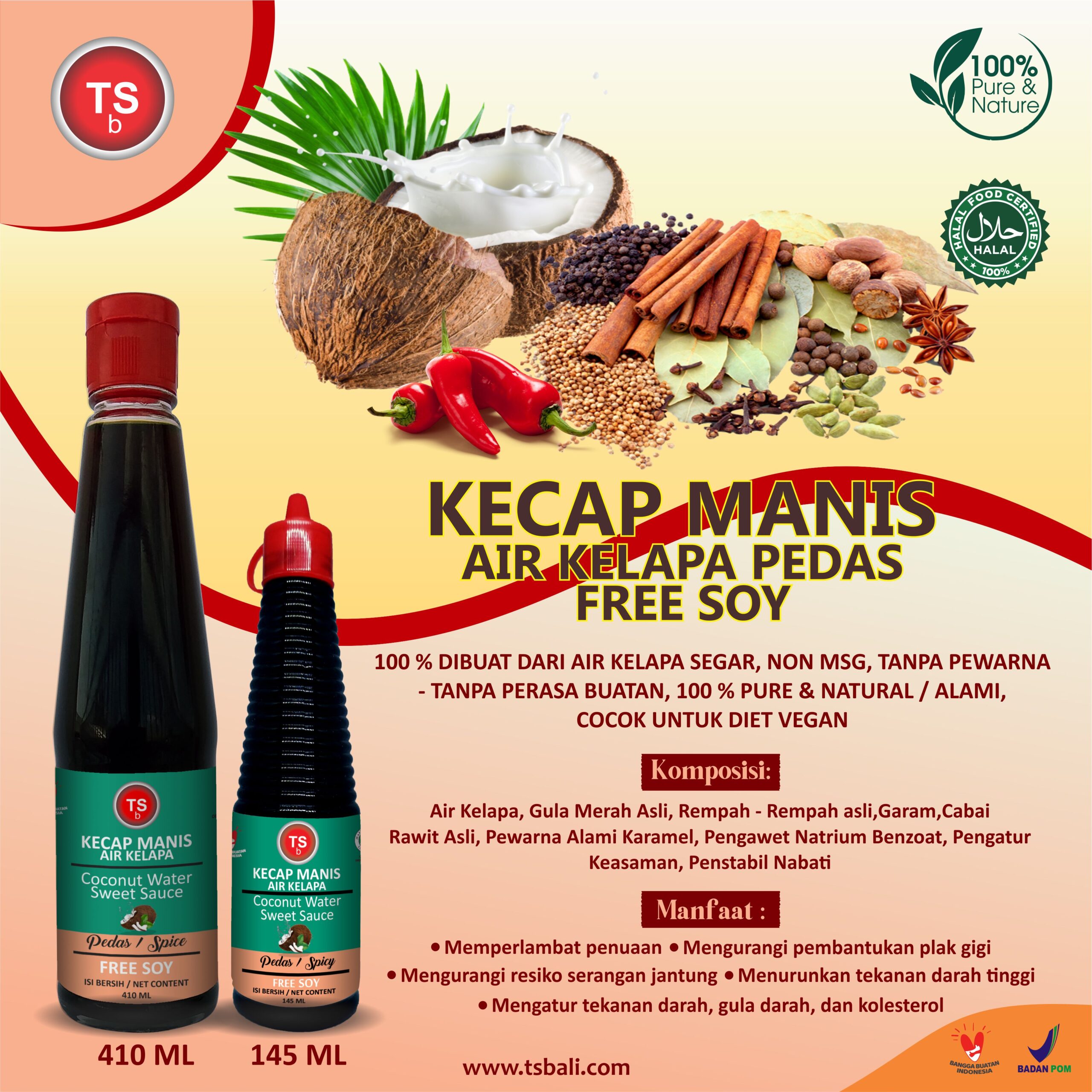 Coconut Water Sweet Sauce / Kecap Kelapa Organik Free Soy Pedas - Image 2