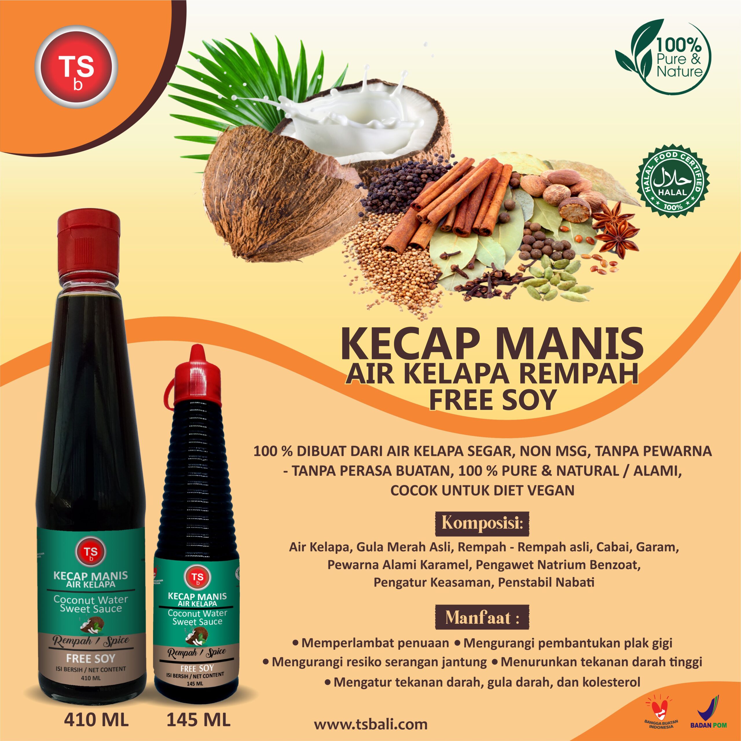 Coconut Water Sweet Sauce / Kecap Kelapa Organik Free Soy Rempah - Image 2