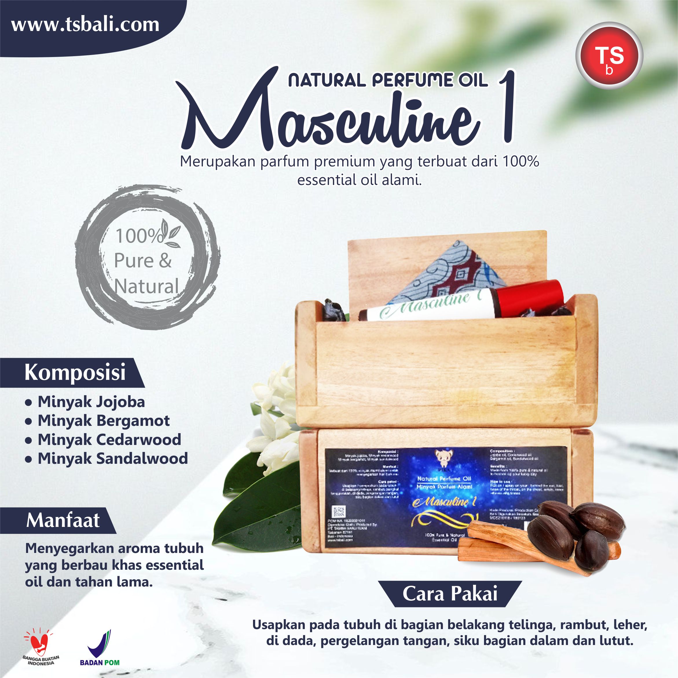 Masculine 1 Fresh Natural Parfume Essential Oil - Roll On - Image 2