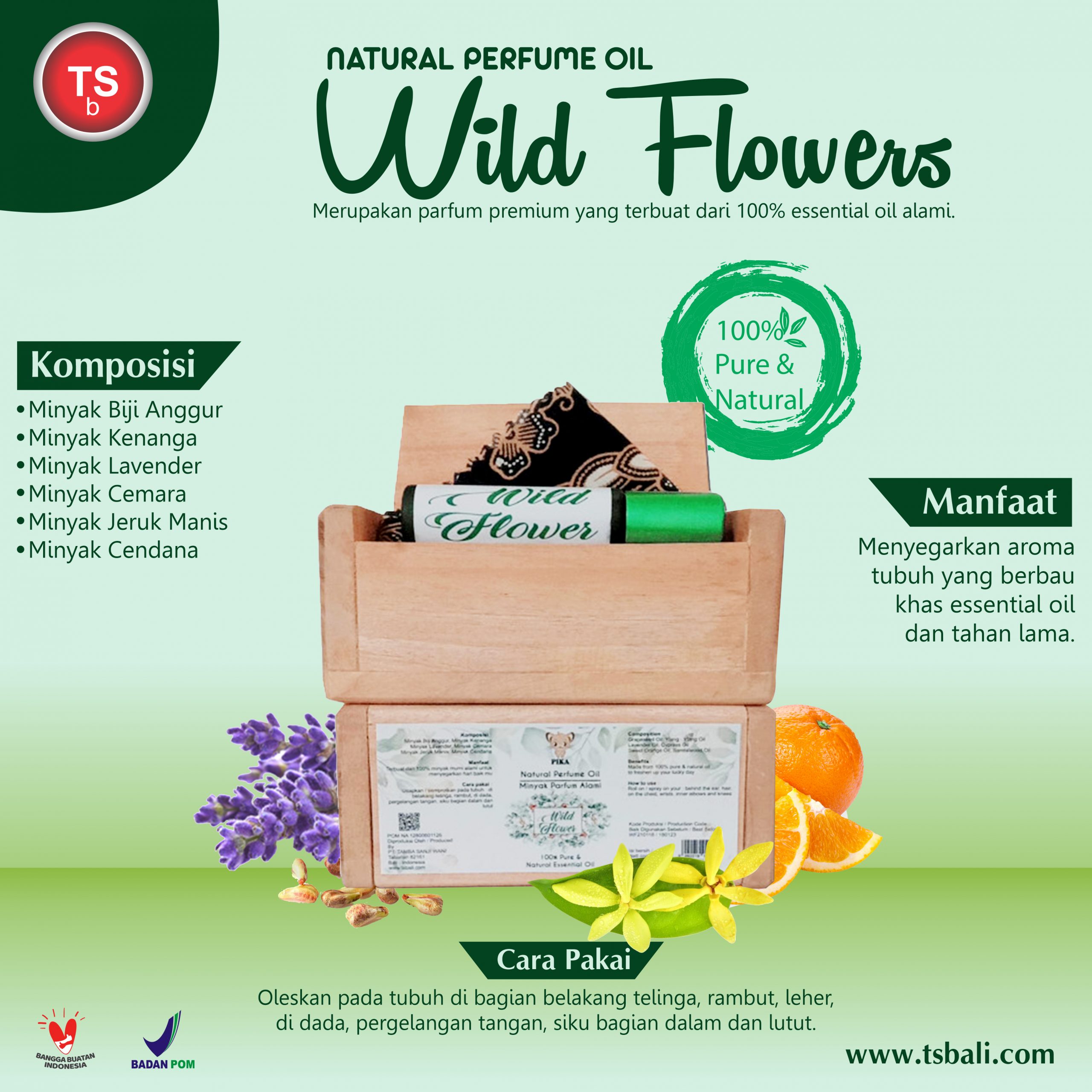 Wild Flower Fresh Natural Parfume Essential Oil - Roll On - Image 2