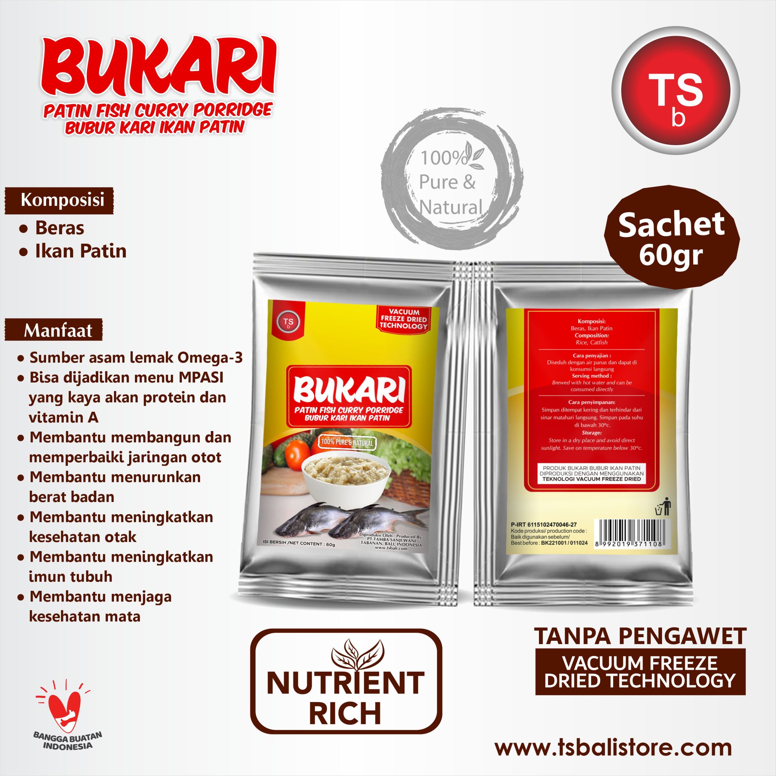 TSb- Bukari ( Bubur Kari Ikan Patin / Patin Fish Curry Porridge ) 60gr - Image 3