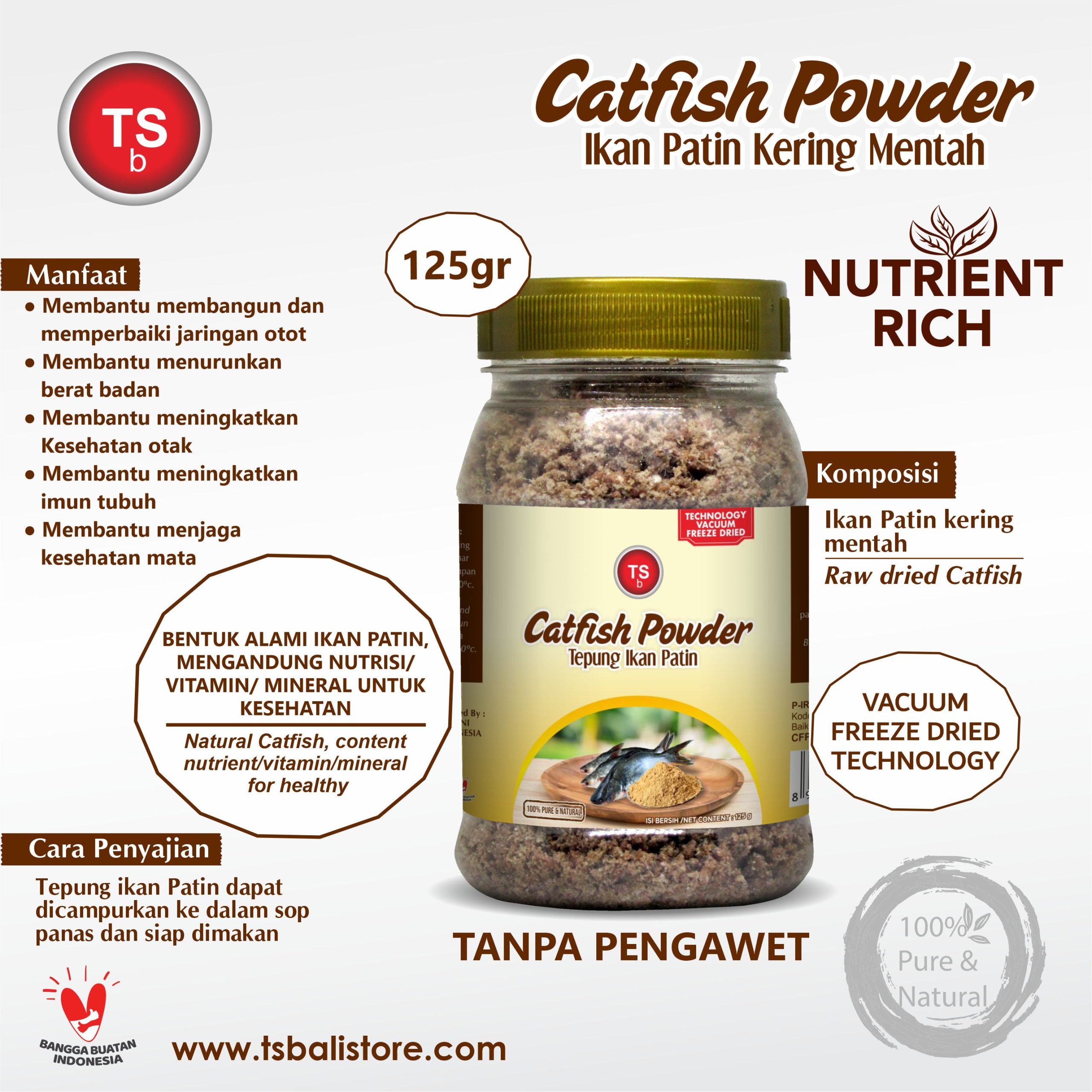TSb - Catfish Powder ( Ikan Patin Kering Mentah ) Freeze Dried 125gr - Image 2