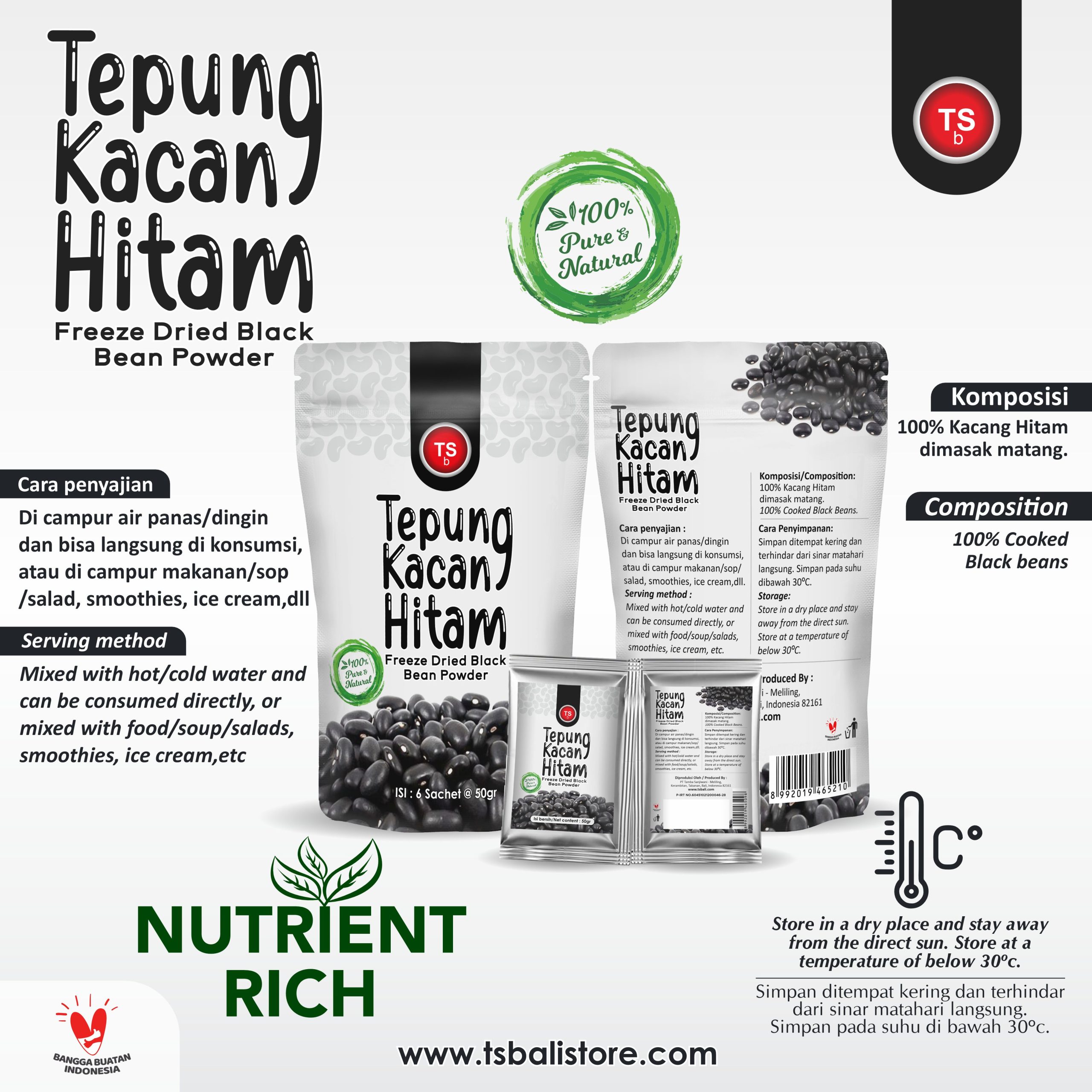 TSb Freeze Dried Black Beans Powder Pure/Bubuk Kacang Hitam 6s @50 gr - Image 2