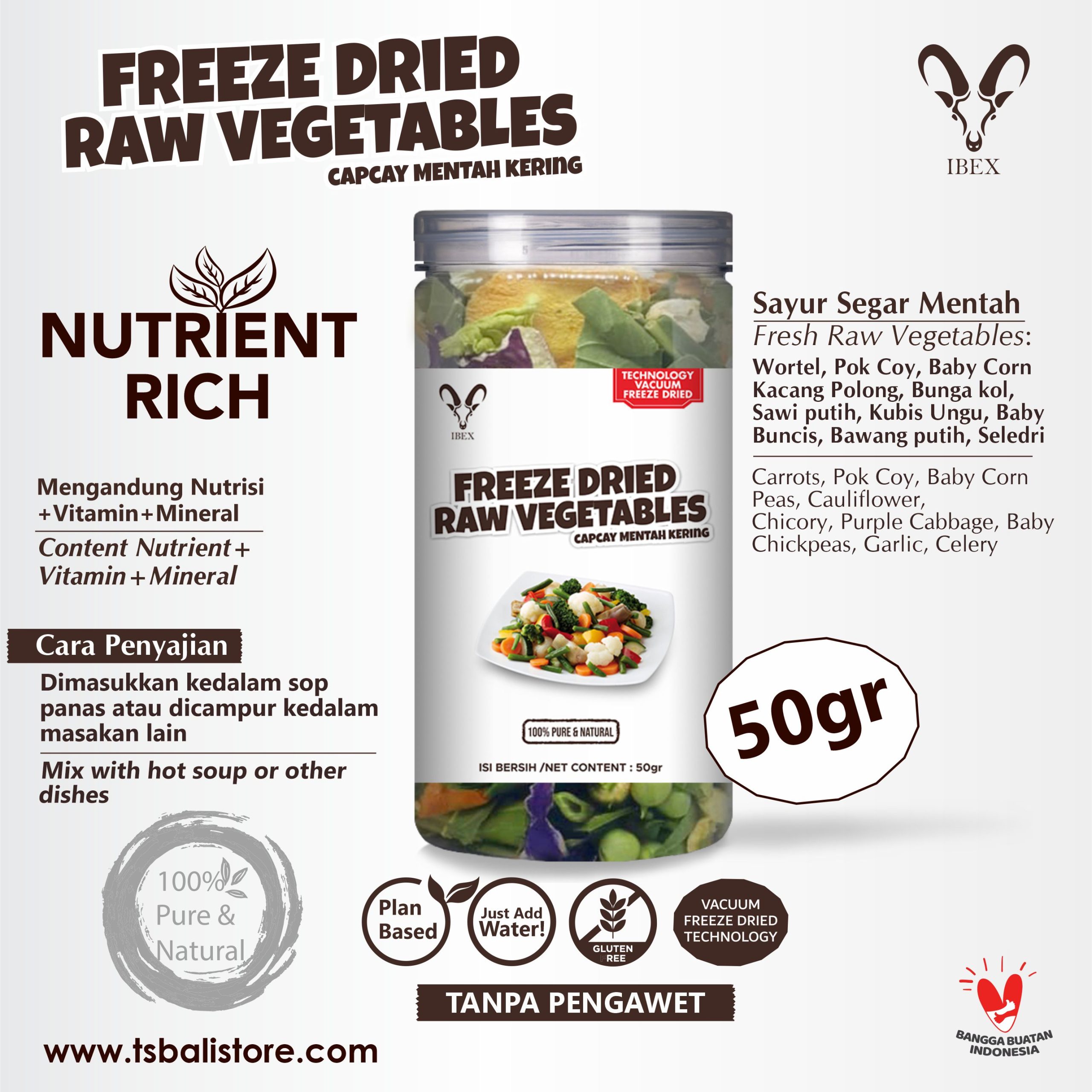 Freeze Dried Raw Vegetables/Capcay Mentah Kering/Sayur Kering 50gr - Image 2