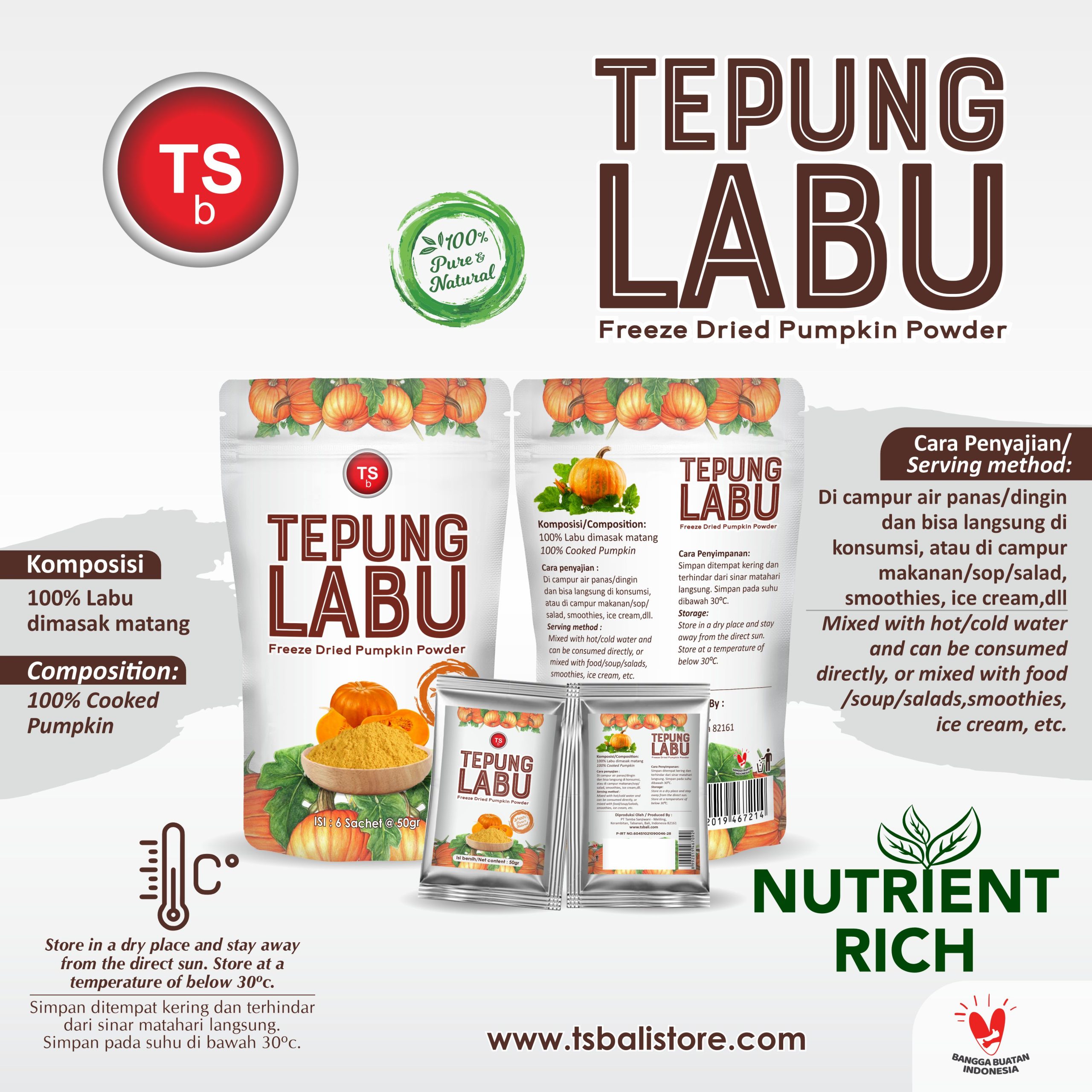 TSb Freeze Dried Pumpkin Powder Pure/Bubuk Labu 100% Asli 6s @50gr - Image 2