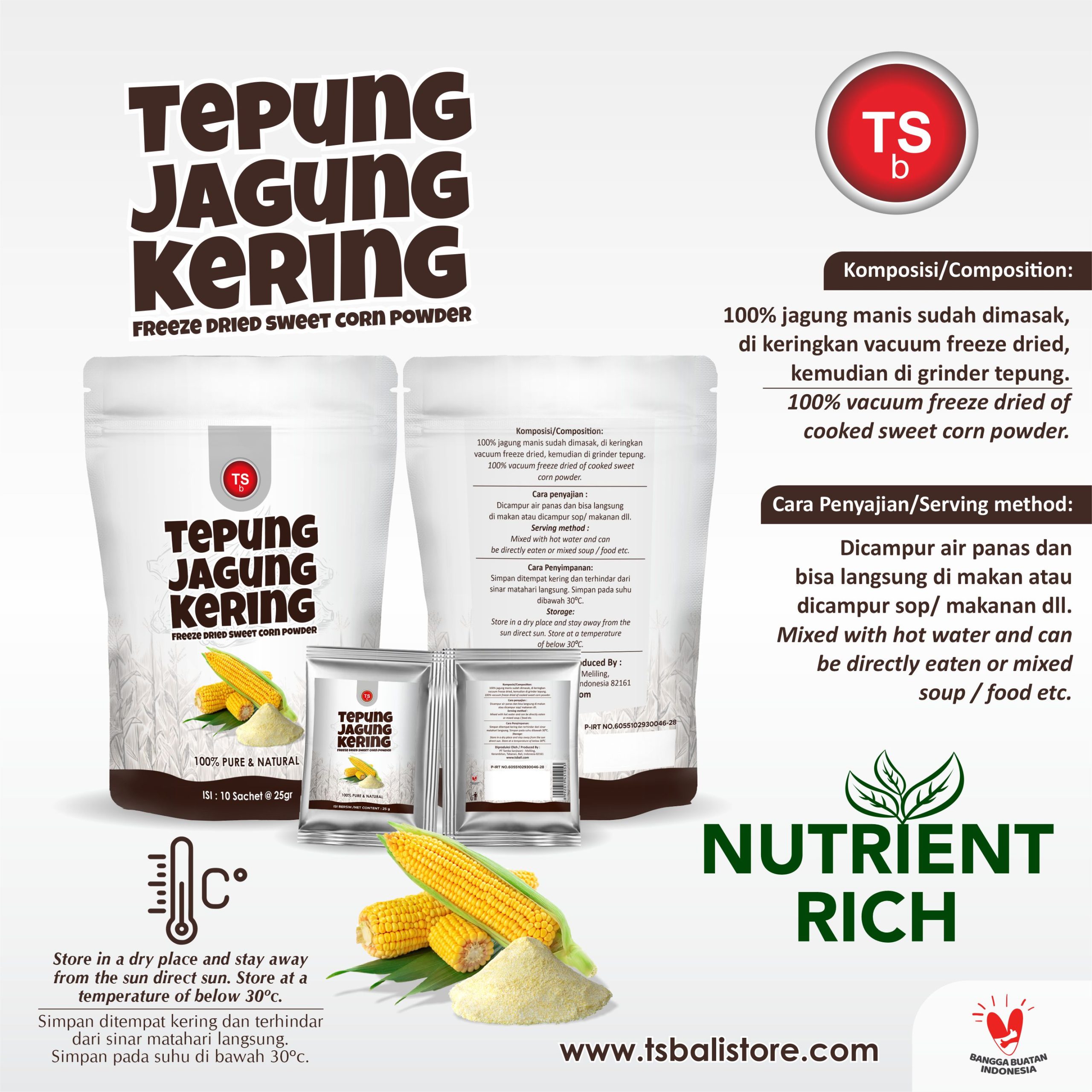Freeze dried corn powder/tepung pati jagung 100% asli & murni - Image 2