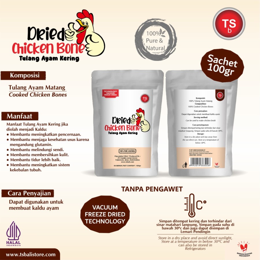TSb Dried Chicken Bone / Tulang Ayam Kering Freeze Dried 100gr - Image 2