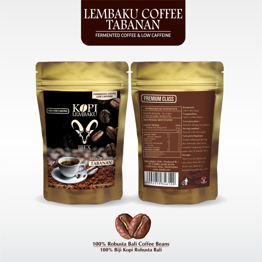 IBEX-Kopi Lembaku Sachet Fermented Coffee Low Caffeine 25gr x 5 Sst - Image 2