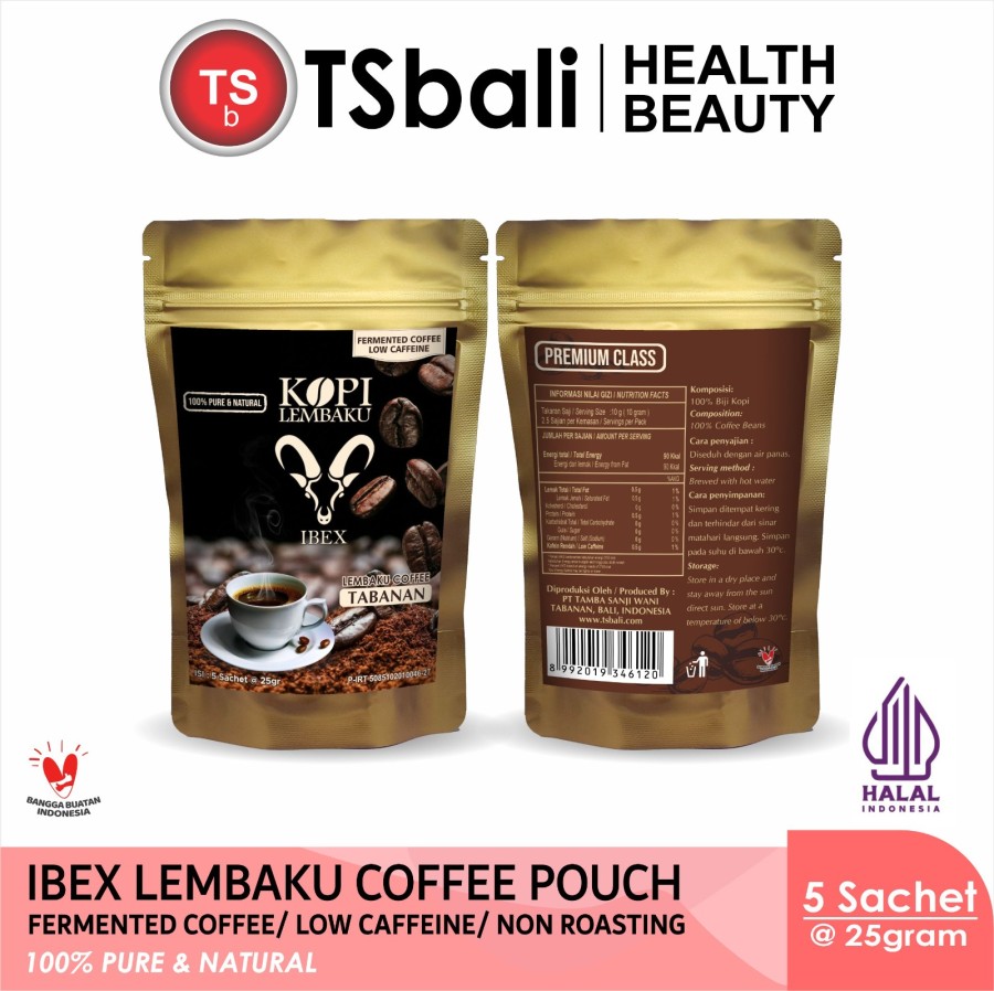 IBEX-Kopi Lembaku Sachet Fermented Coffee Low Caffeine 25gr x 5 Sst
