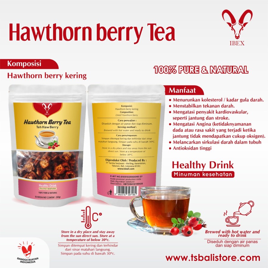 IBEX - Hawthorn Tea Minuman Herbal Teh Haw Berry Pure & Natural 350 gr - Image 2