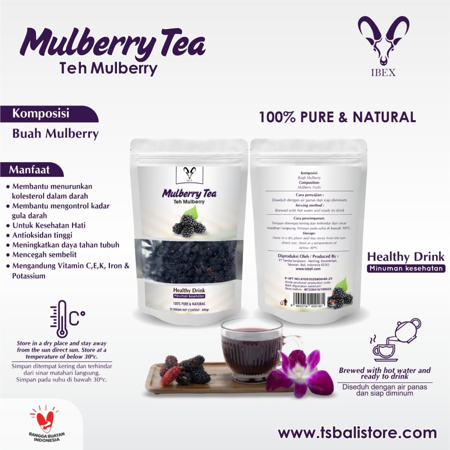 IBEX - Mulberry Tea Minuman Herbal Teh Mulberry Pure & Natural 500 gr - Image 2