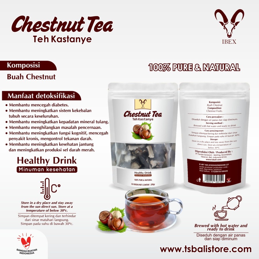 IBEX - Chestnut Tea Minuman Herbal Teh Kastanye Pure & Natural 250 gr - Image 2