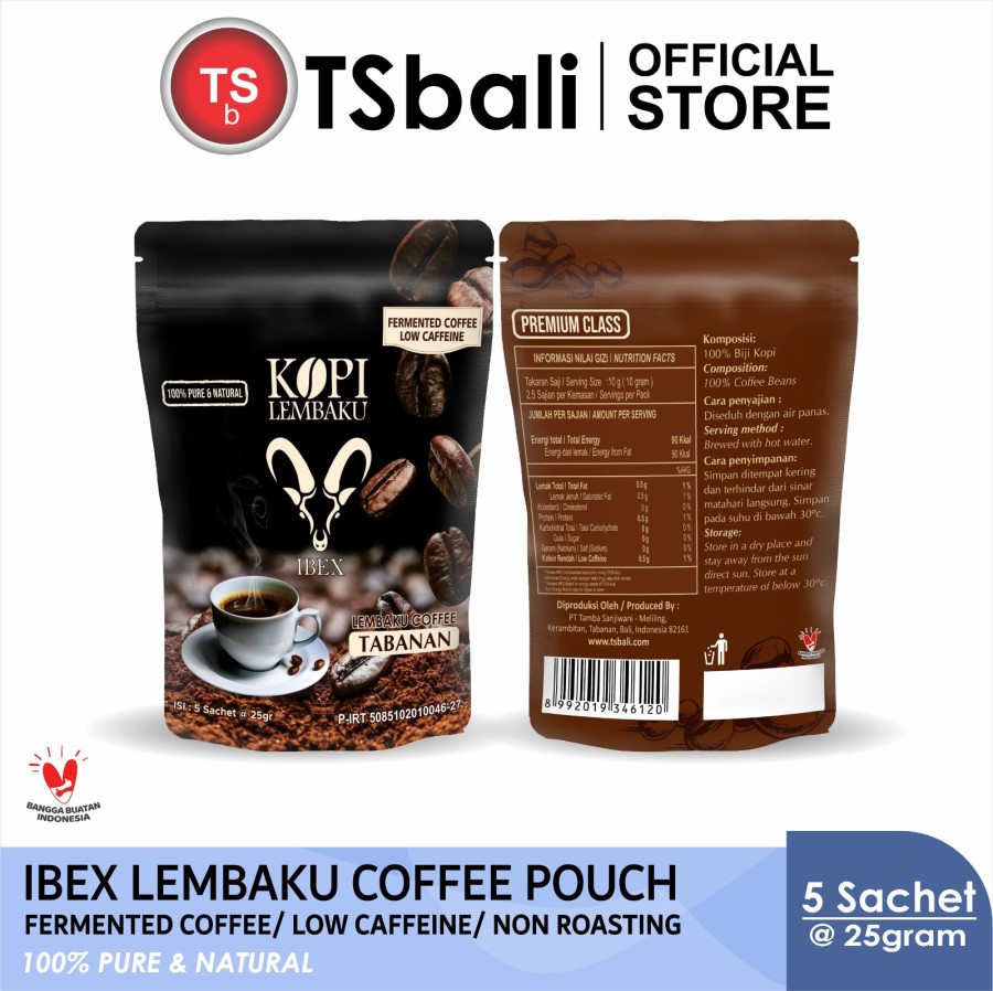 IBEX Lembaku Coffee / Fermented Coffee & Low Caffeine 25gr x 5 Sachet - Image 2