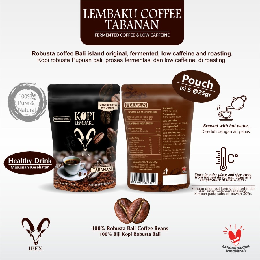 IBEX Lembaku Coffee / Fermented Coffee & Low Caffeine 25gr x 5 Sachet - Image 3