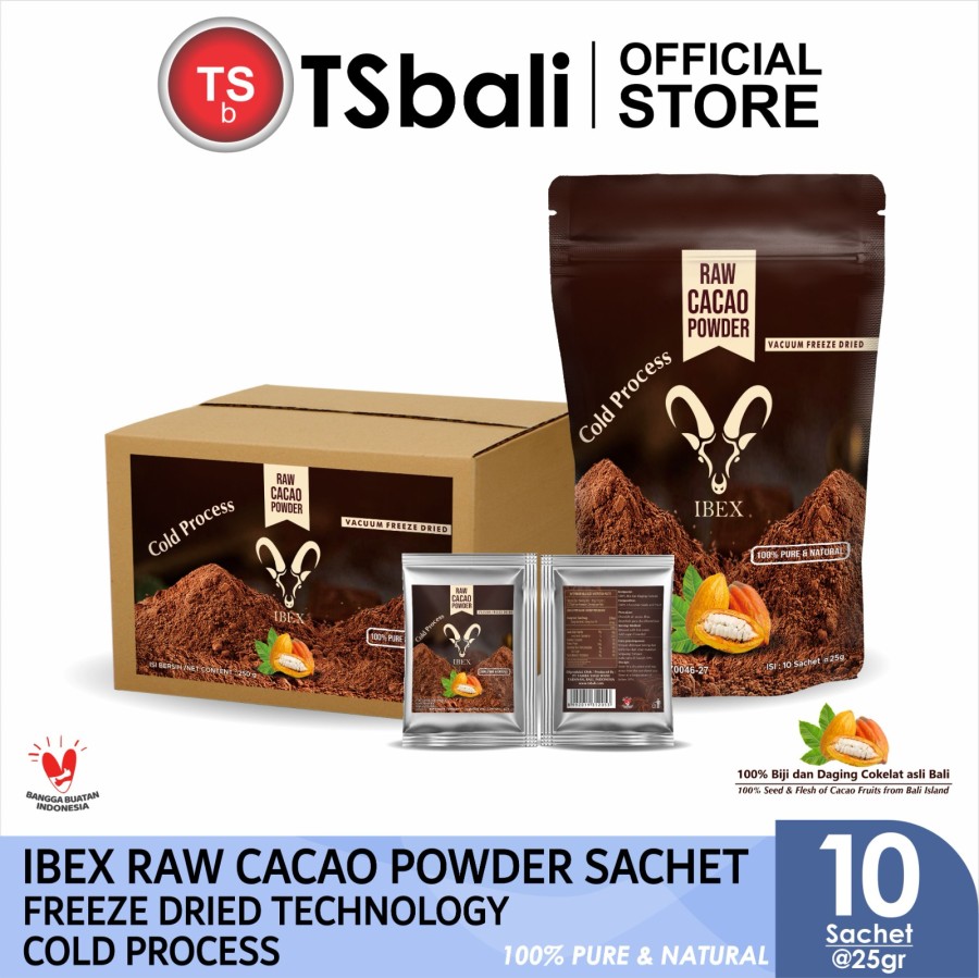 IBEX Raw Cacao Powder Sachet / Coklat Mentah Freeze Dried 25gr x 10 - Image 2