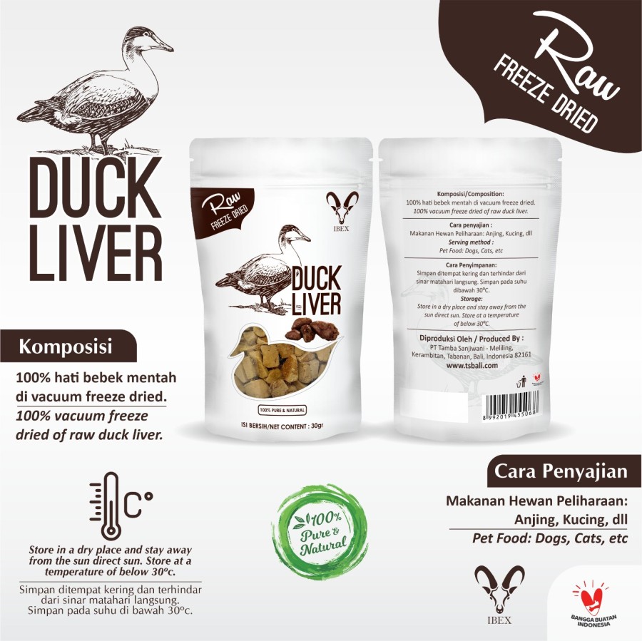 IBEX Dry dog food/makanan anjing kering – dried duck liver pouch 30gr - Image 2