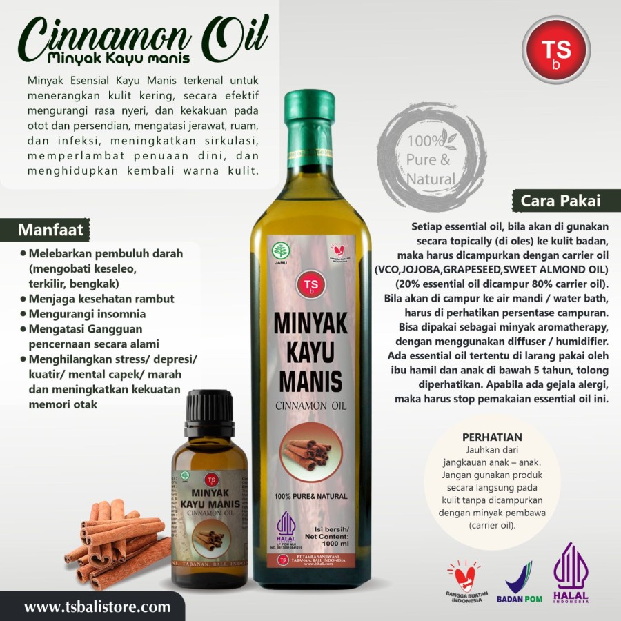 TSb Cinnamon Bark Essential Oil - Minyak Kayu Manis Asli 1000 ML - Image 2
