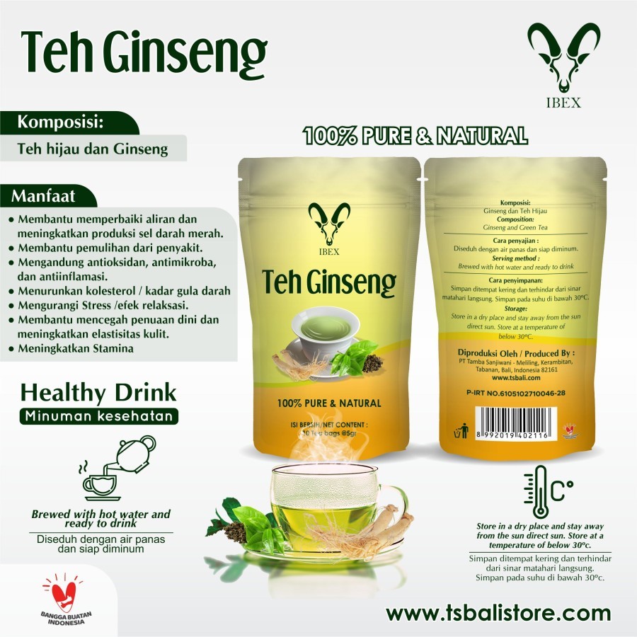 IBEX Ginseng Tea Minuman Teh Ginseng Pure & Natural 5gr x 10 Kantong - Image 2