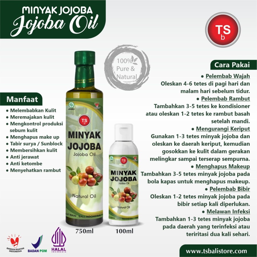TSb Jojoba Oil/Minyak Jojoba Organic Cosmetic Grade Pure&Natural 750ml - Image 2
