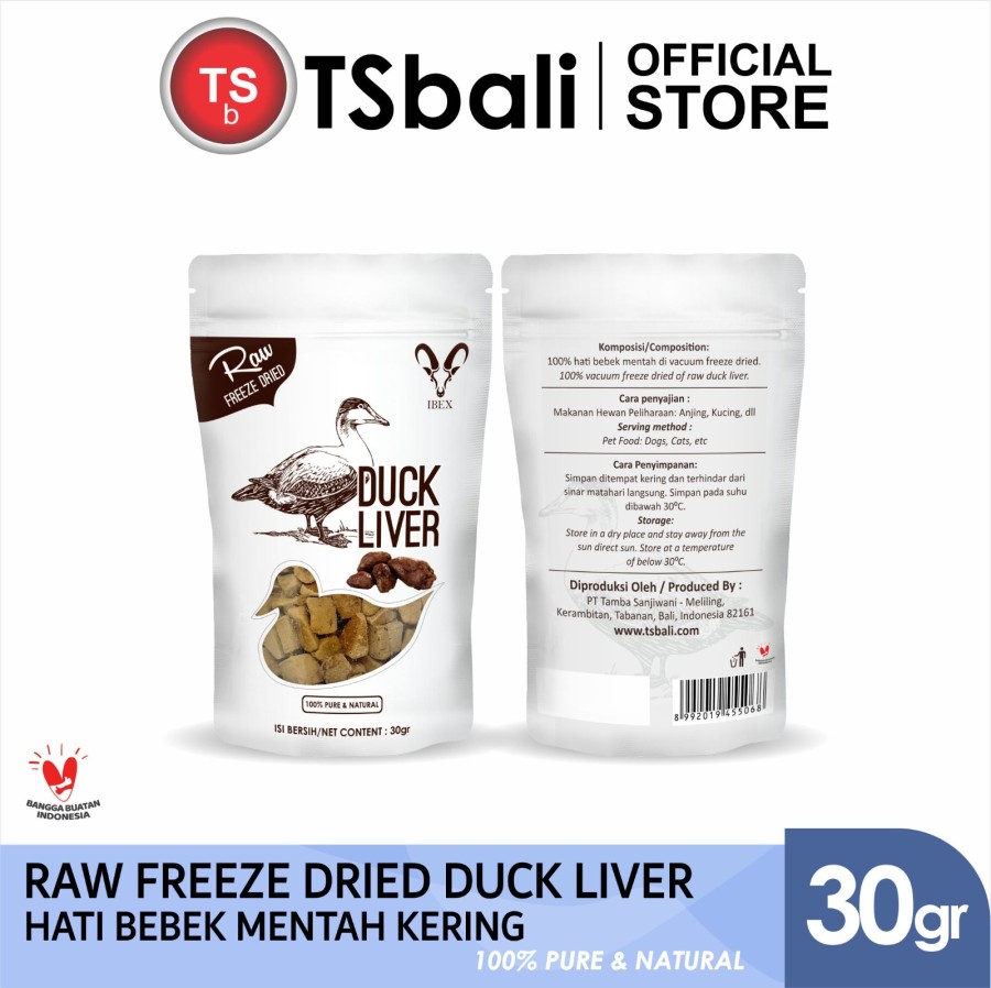 IBEX Dry dog food/makanan anjing kering – dried duck liver pouch 30gr