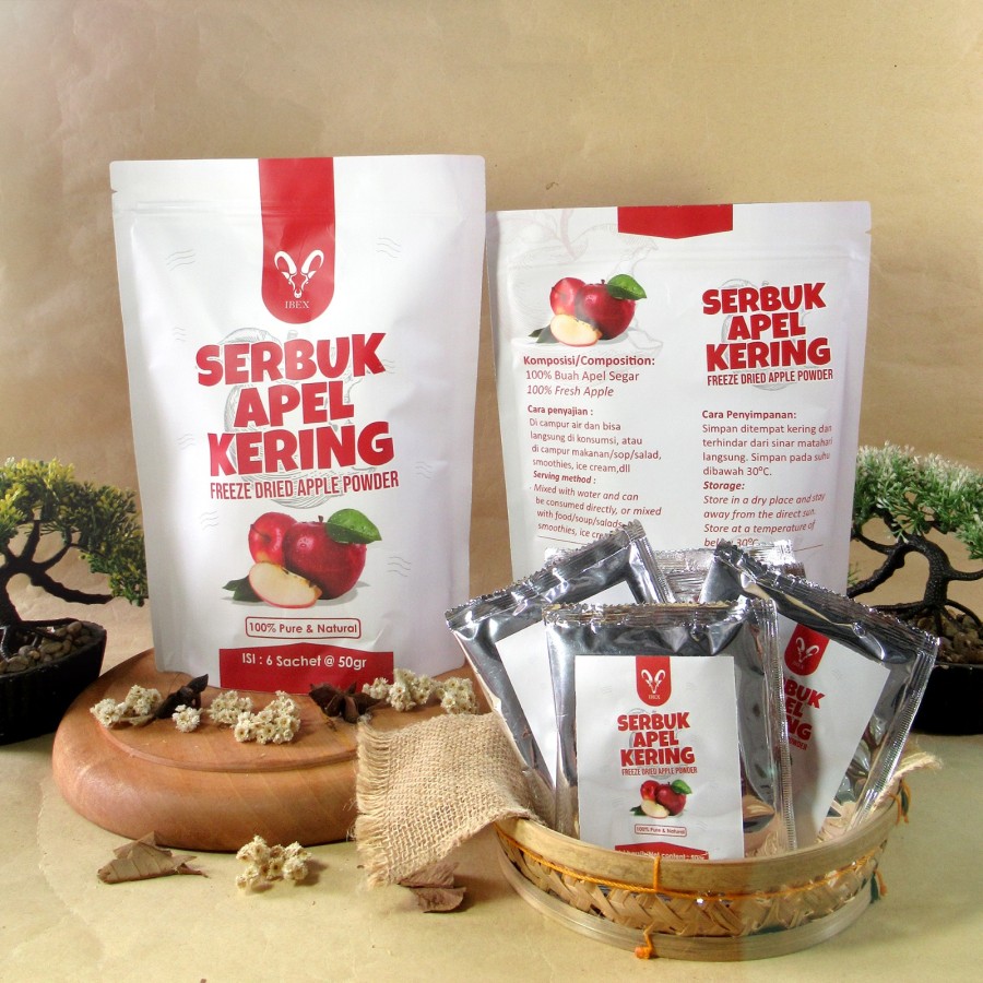 IBEX Freeze Dried Apple Powder Pure/Bubuk Apel 100% Asli 6s @50gr - 1 pouch - Image 3