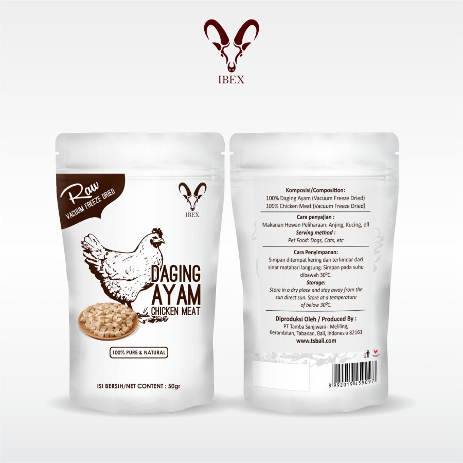 IBEX Freeze Dried Chicken Meat Makanan/Snack Hewan/Dry Dog Cat Food 50g - Image 4