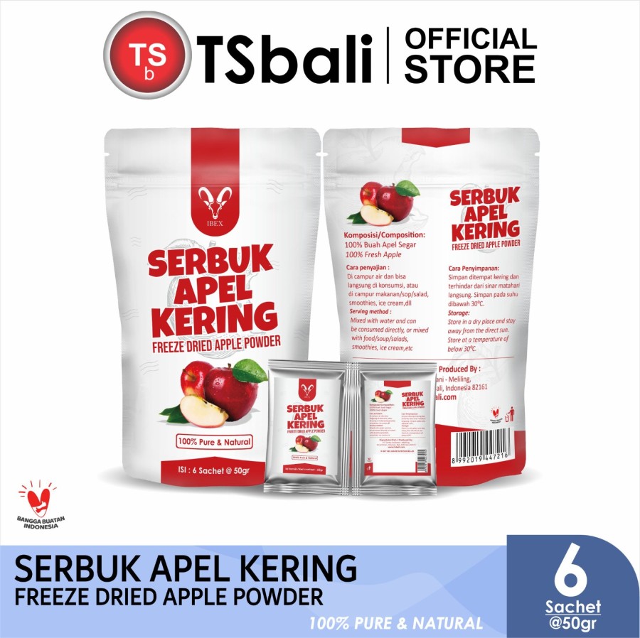 IBEX Freeze Dried Apple Powder Pure/Bubuk Apel 100% Asli 6s @50gr - 1 pouch