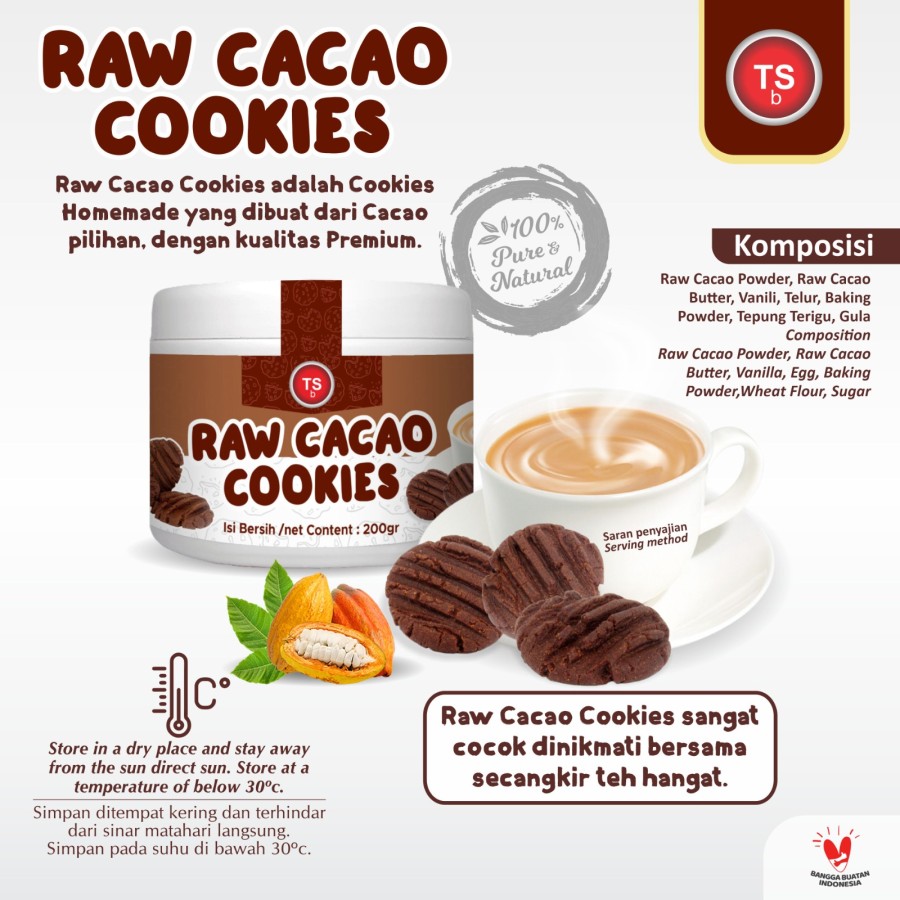 TSb Raw Cacao Cookies Chocolate Premium - Homemade - Kue Kering - 200g - Image 4