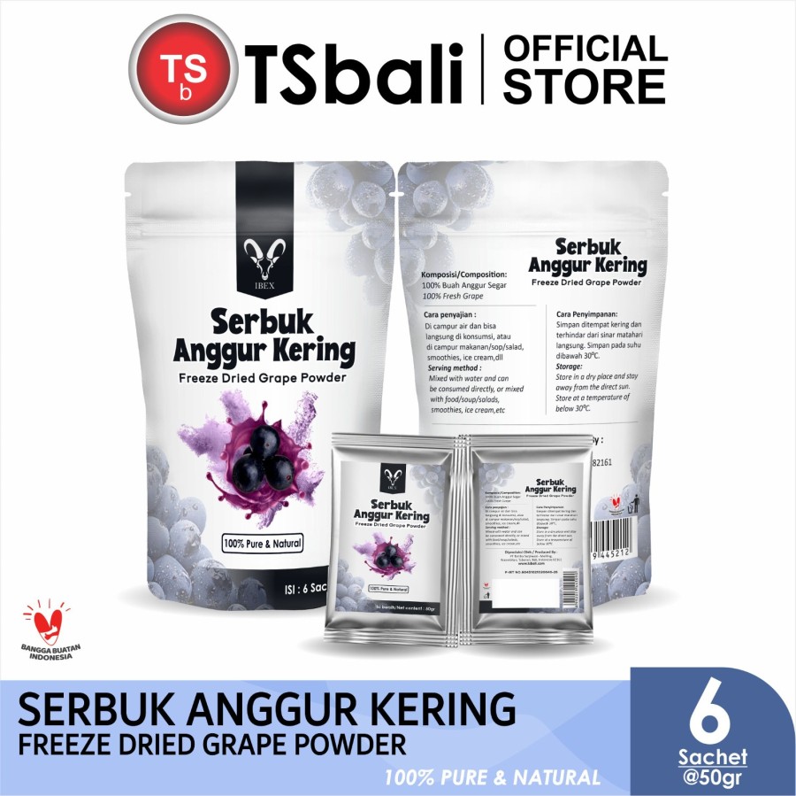 IBEX Freeze Dried Grape Powder Pure/Bubuk Anggur 100% Asli 6s @50gr - 1 pouch