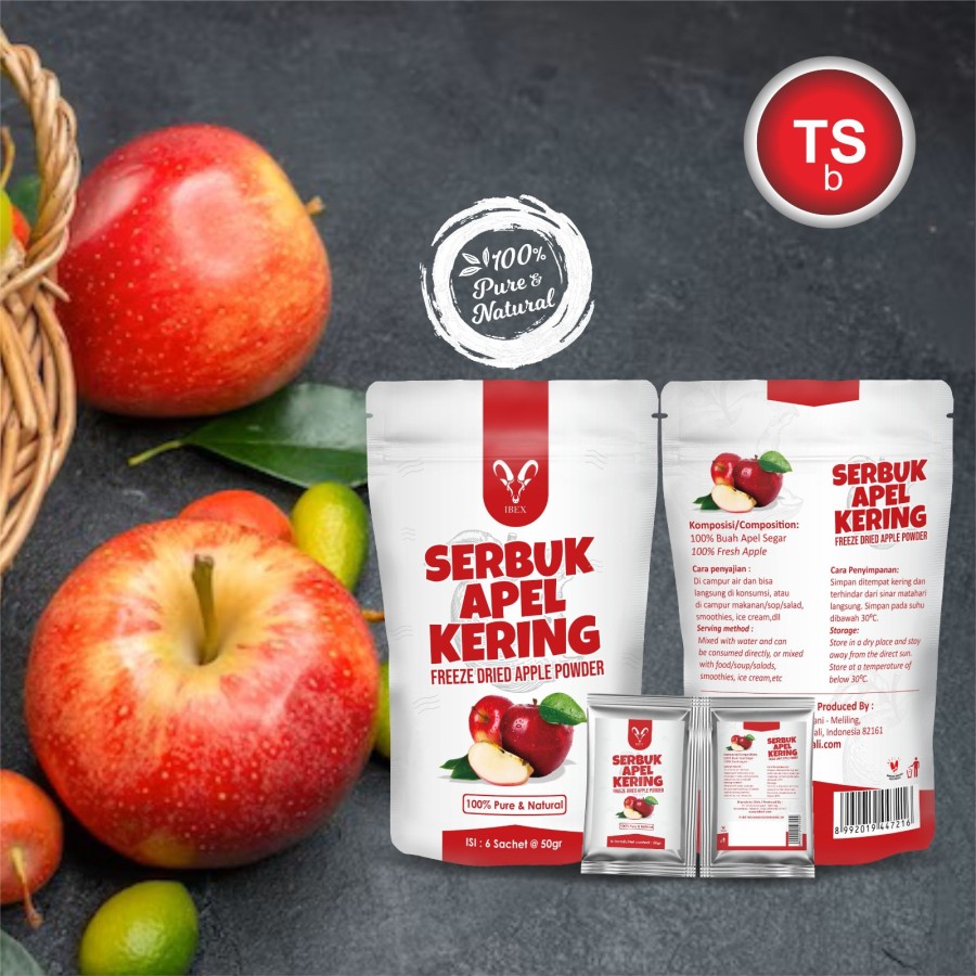 IBEX Freeze Dried Apple Powder Pure/Bubuk Apel 100% Asli 6s @50gr - 1 pouch - Image 4