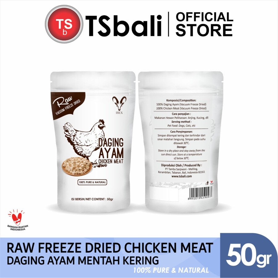 IBEX Freeze Dried Chicken Meat Makanan/Snack Hewan/Dry Dog Cat Food 50g