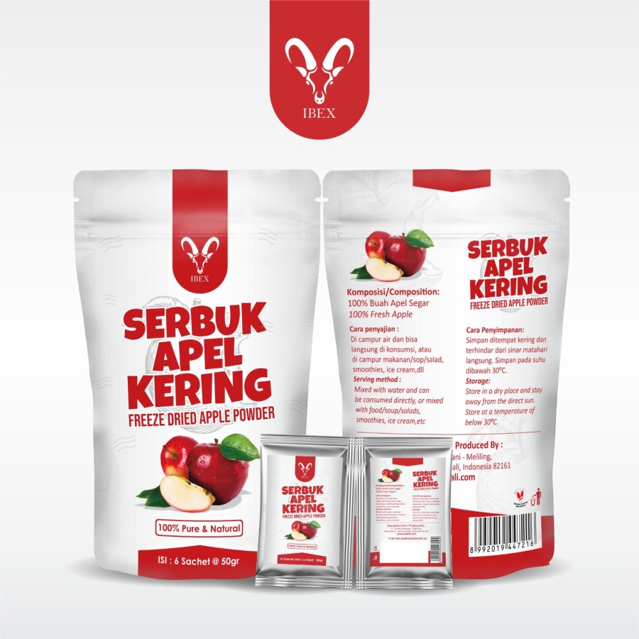 IBEX Freeze Dried Apple Powder Pure/Bubuk Apel 100% Asli 6s @50gr - 1 pouch - Image 5